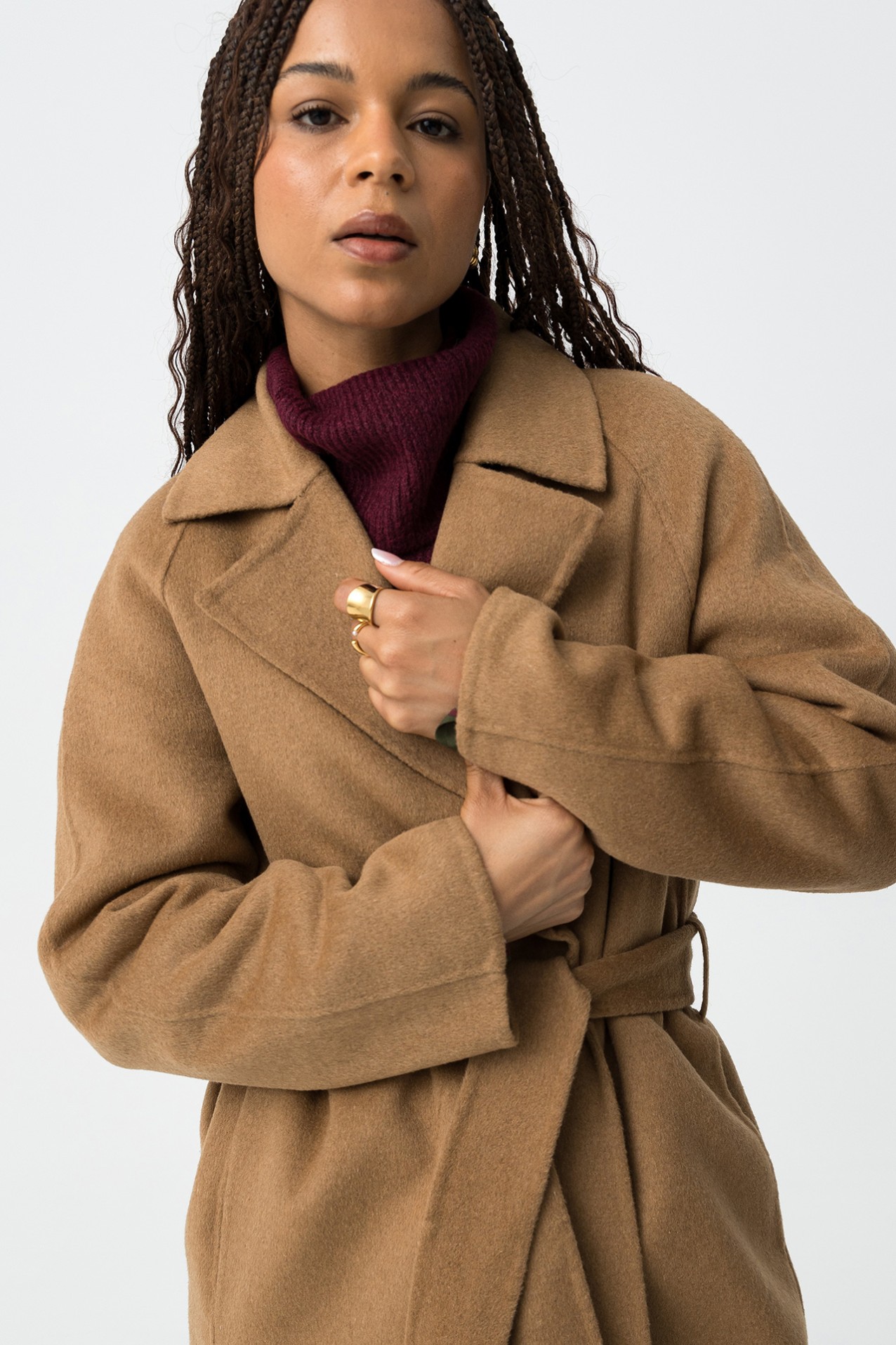 Sobretudo Efeito L com Cinto