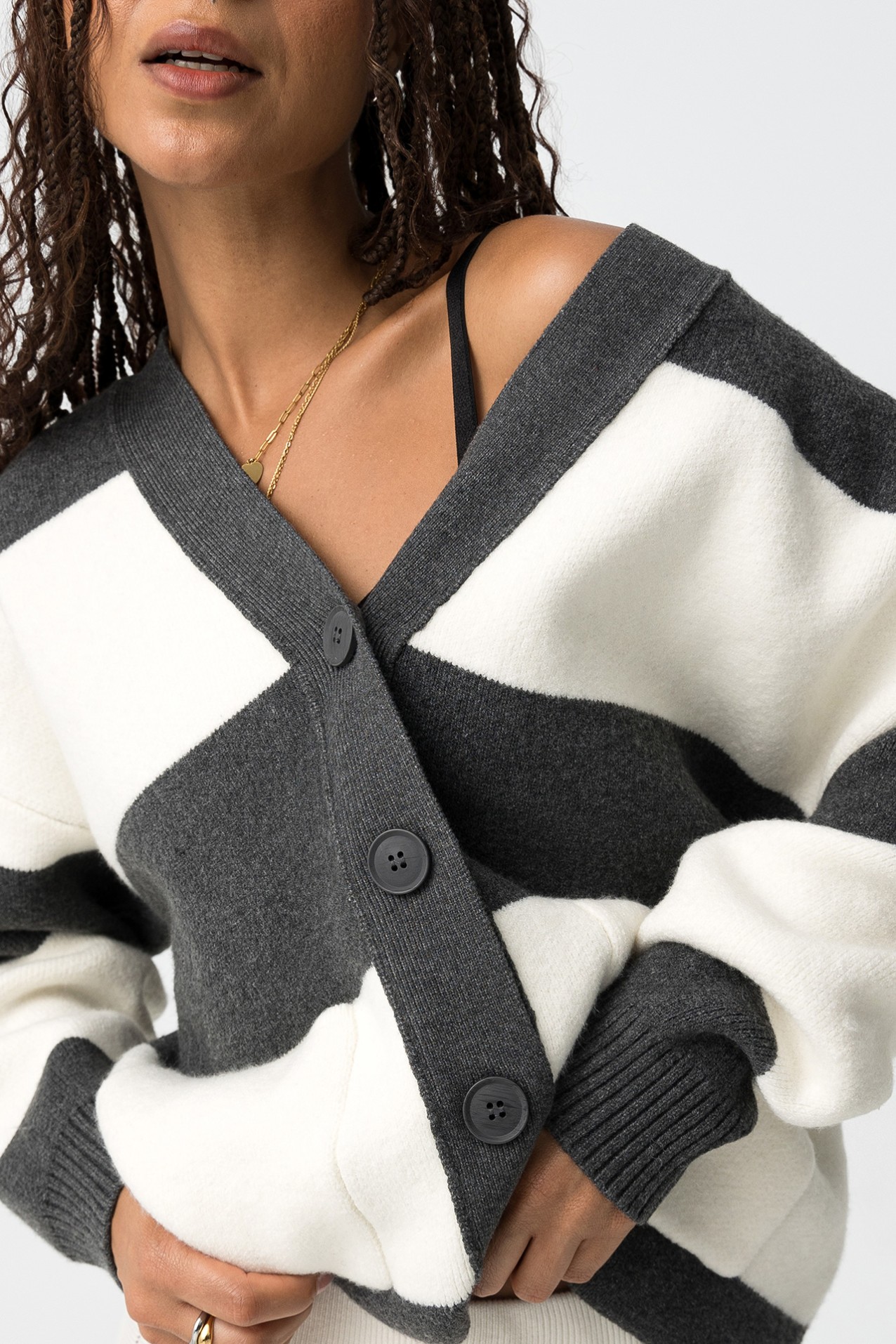 Oversized Striped Knit Cardigan