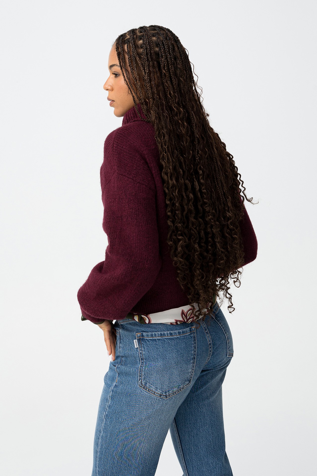 Burgundy Knit Turtleneck Sweater