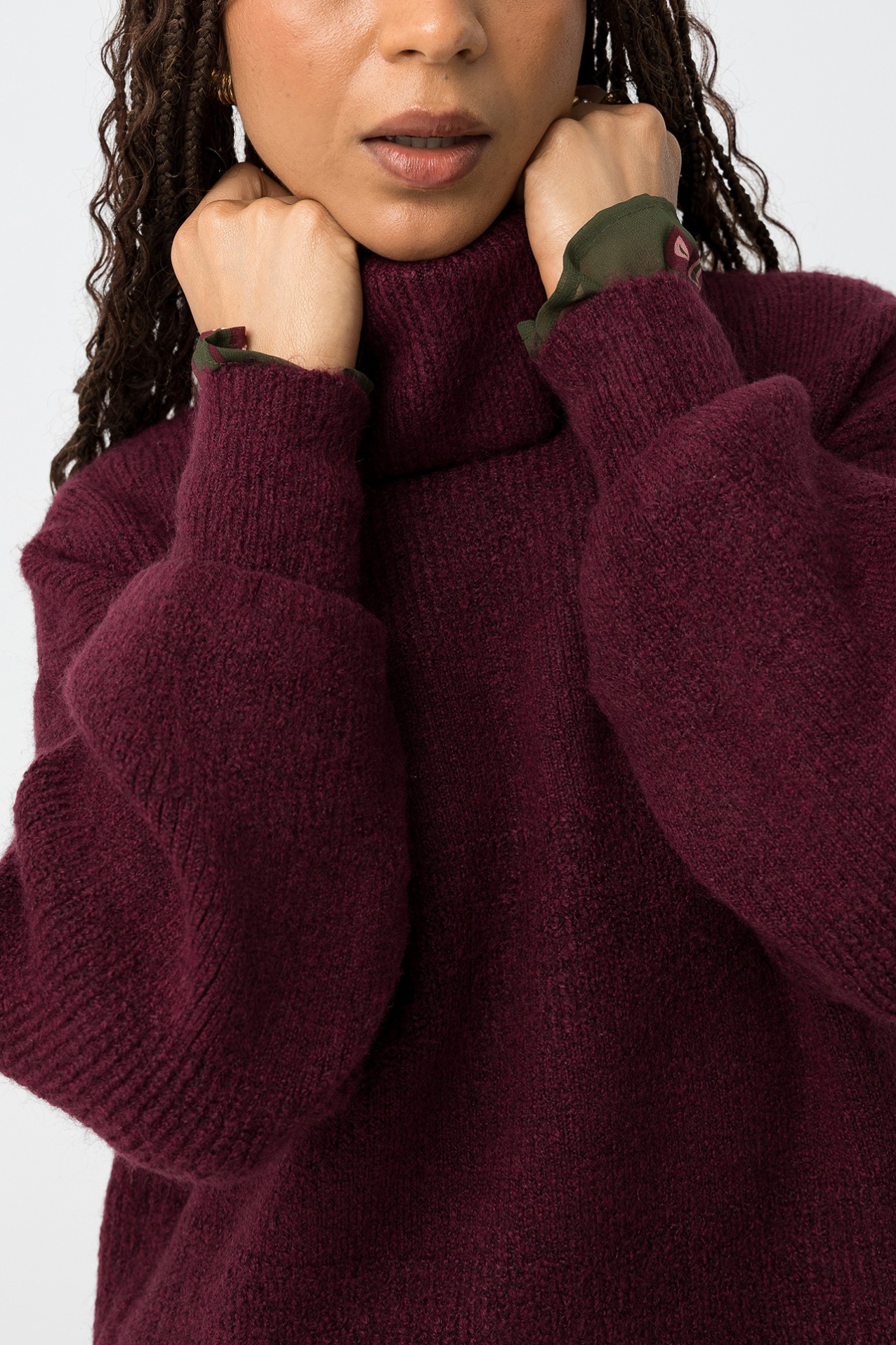 Burgundy Knit Turtleneck Sweater