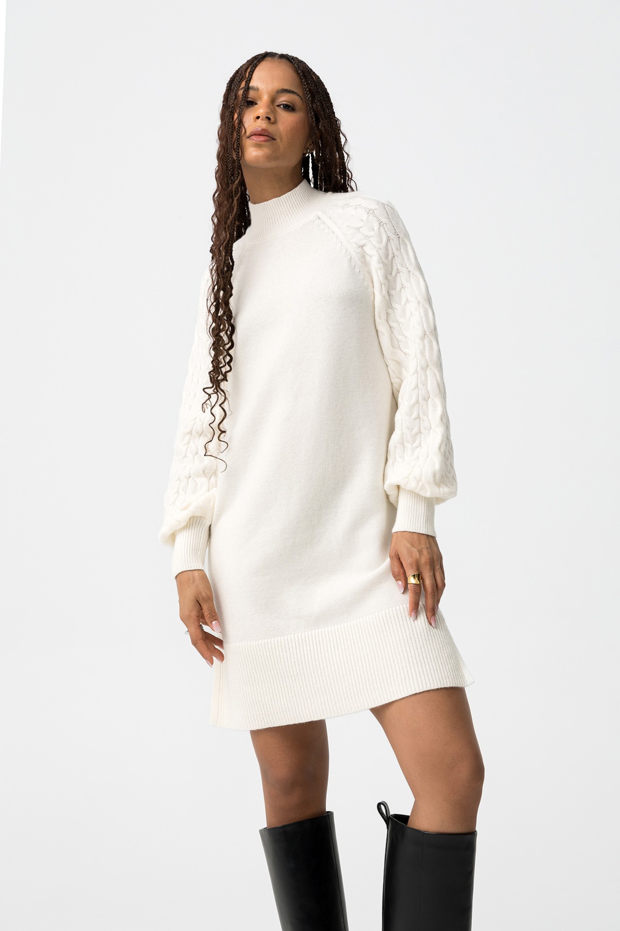 Beige Knit Dress