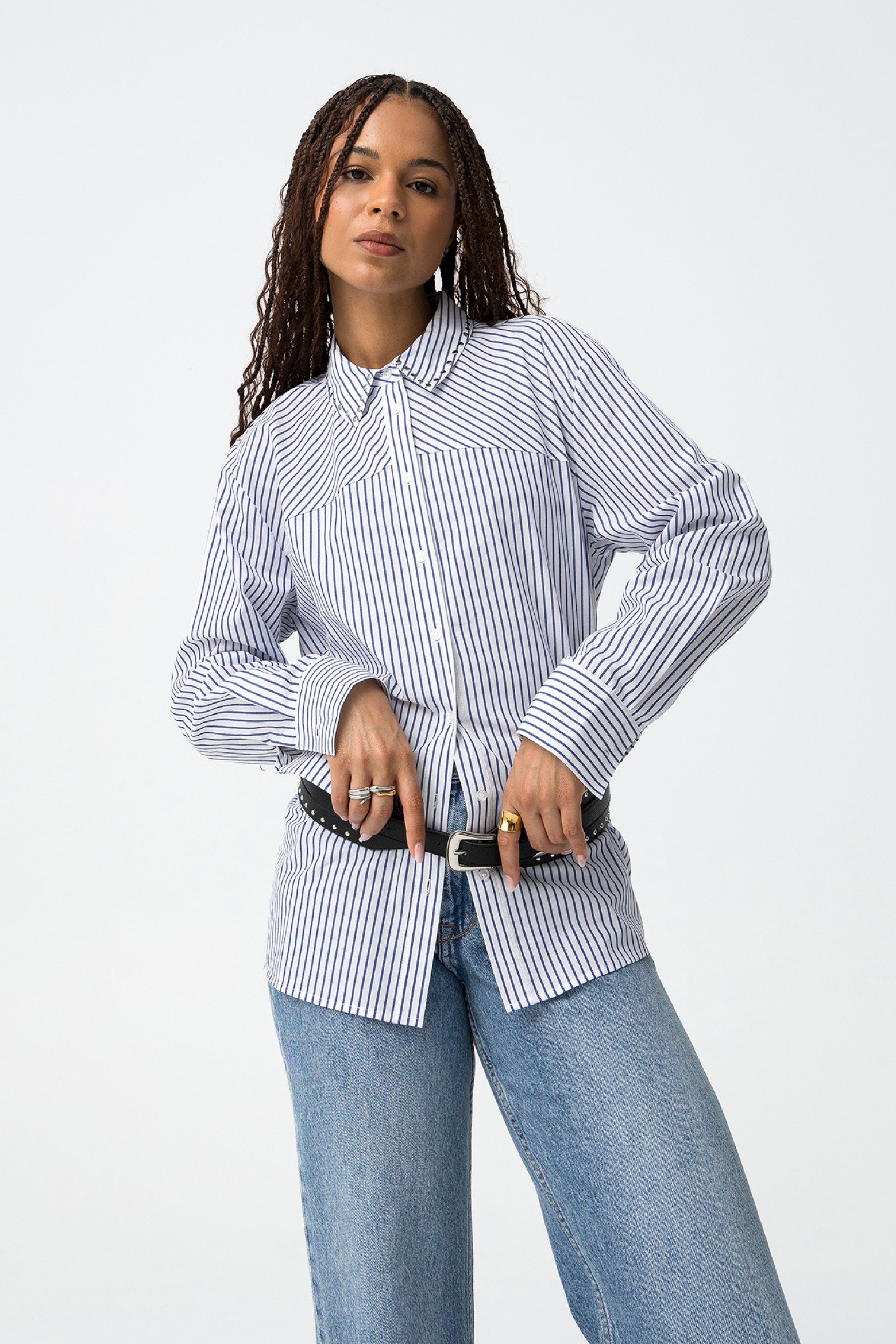 Navy Striped Long Sleeve Shirt