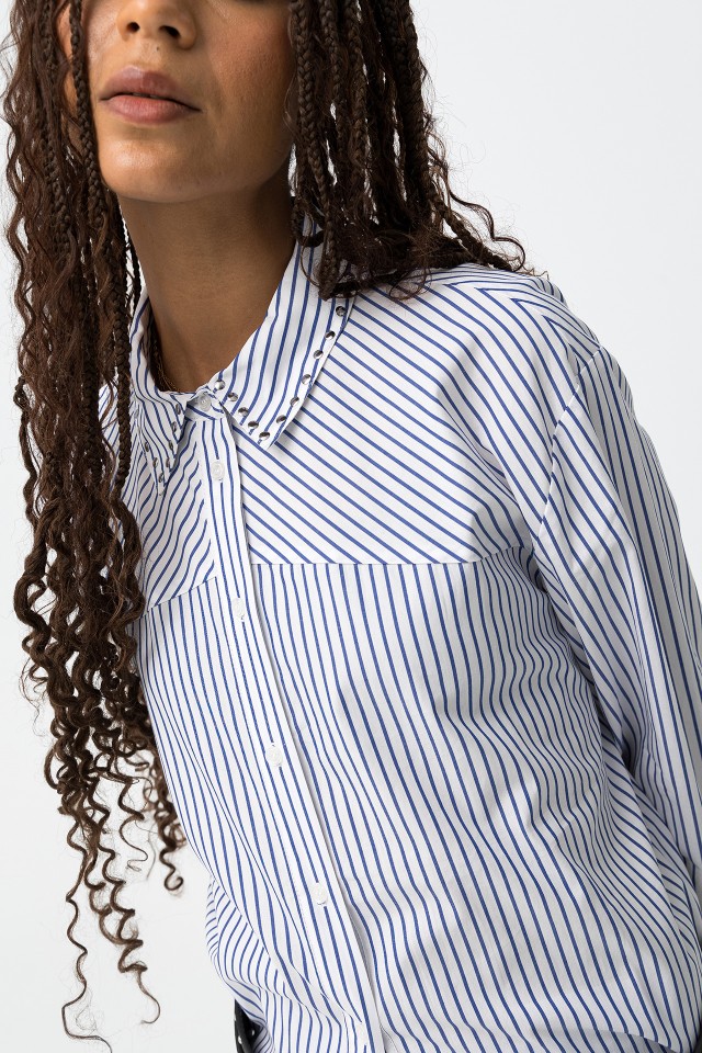 Camisa Relaxed Rayas Azul