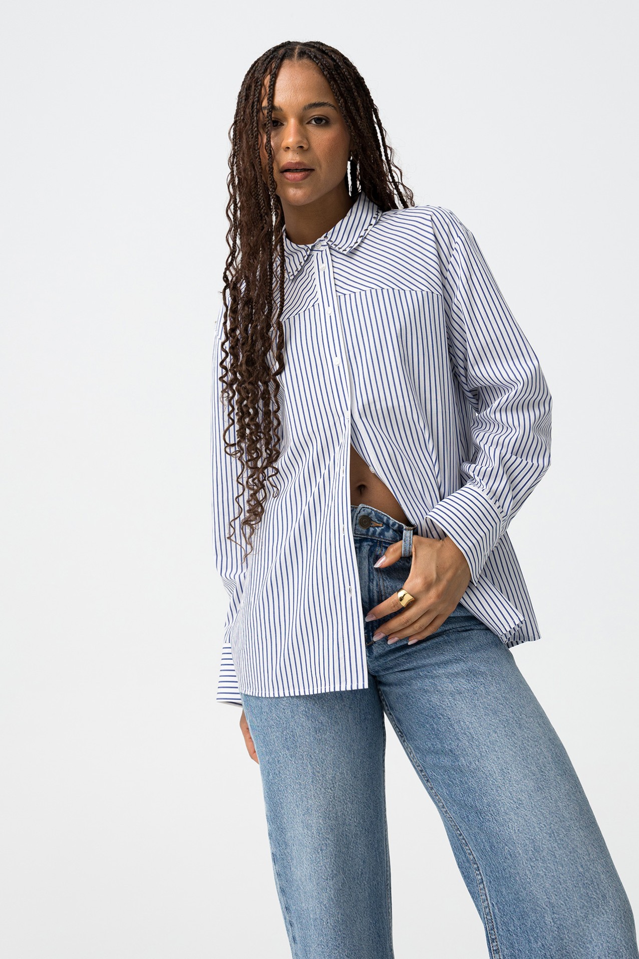 Navy Striped Long Sleeve Shirt