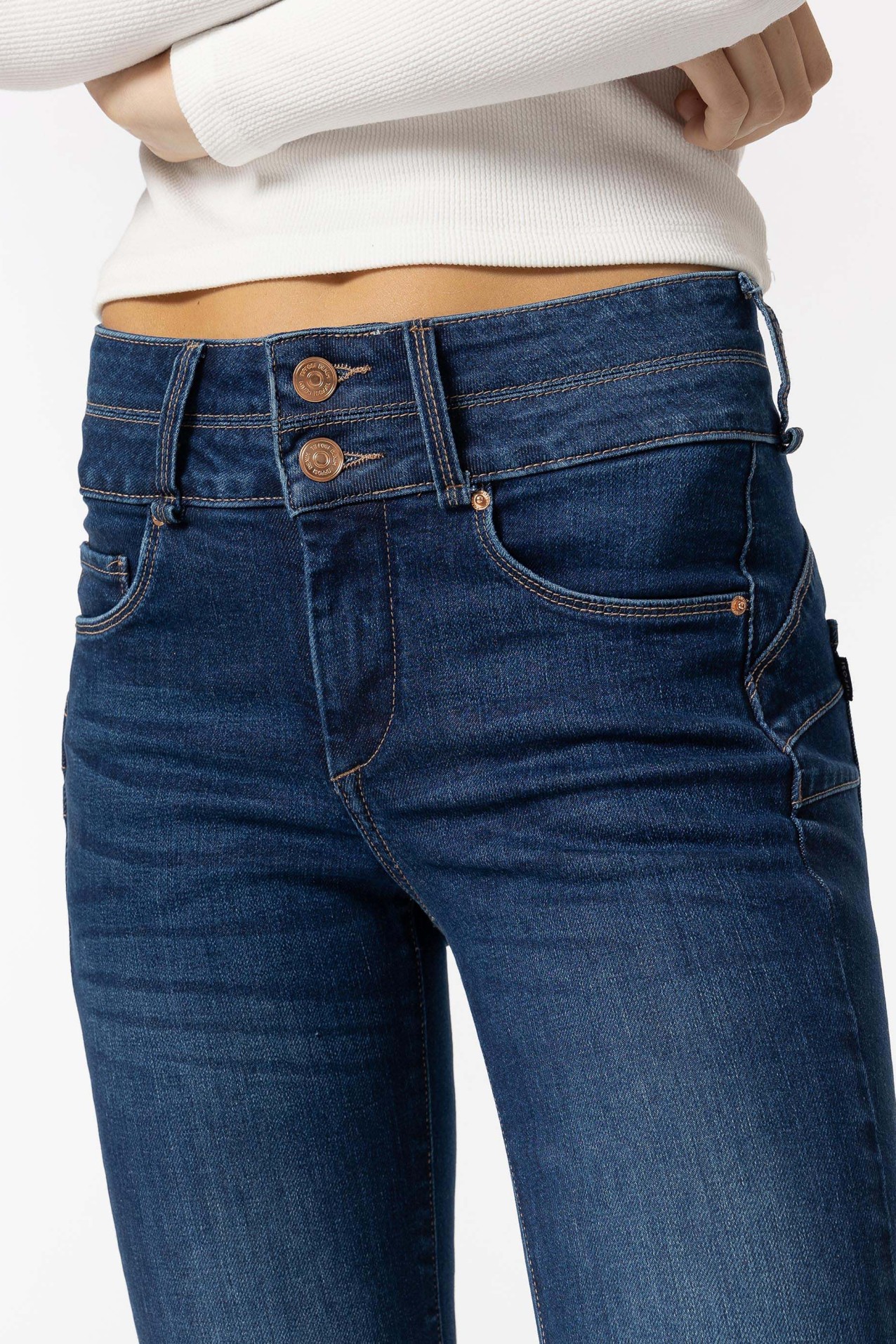 Jeans Double-up Slim de Cintura Alta
