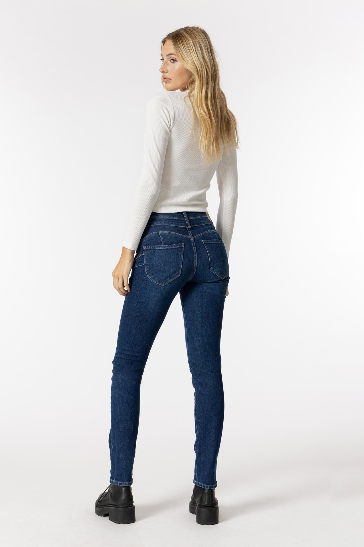 Jeans Double-up Slim de Cintura Alta