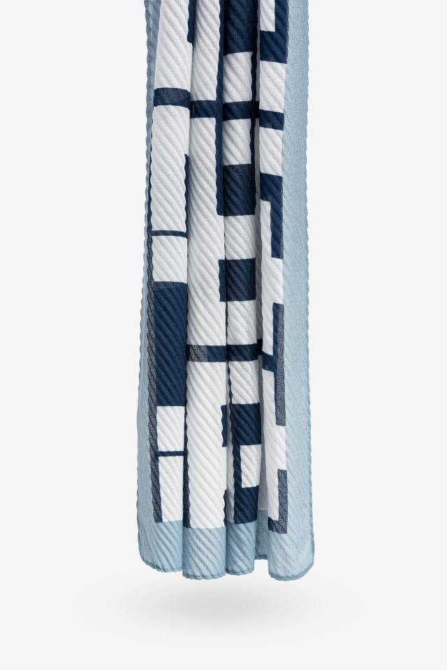 Dark Navy Printed Scarf