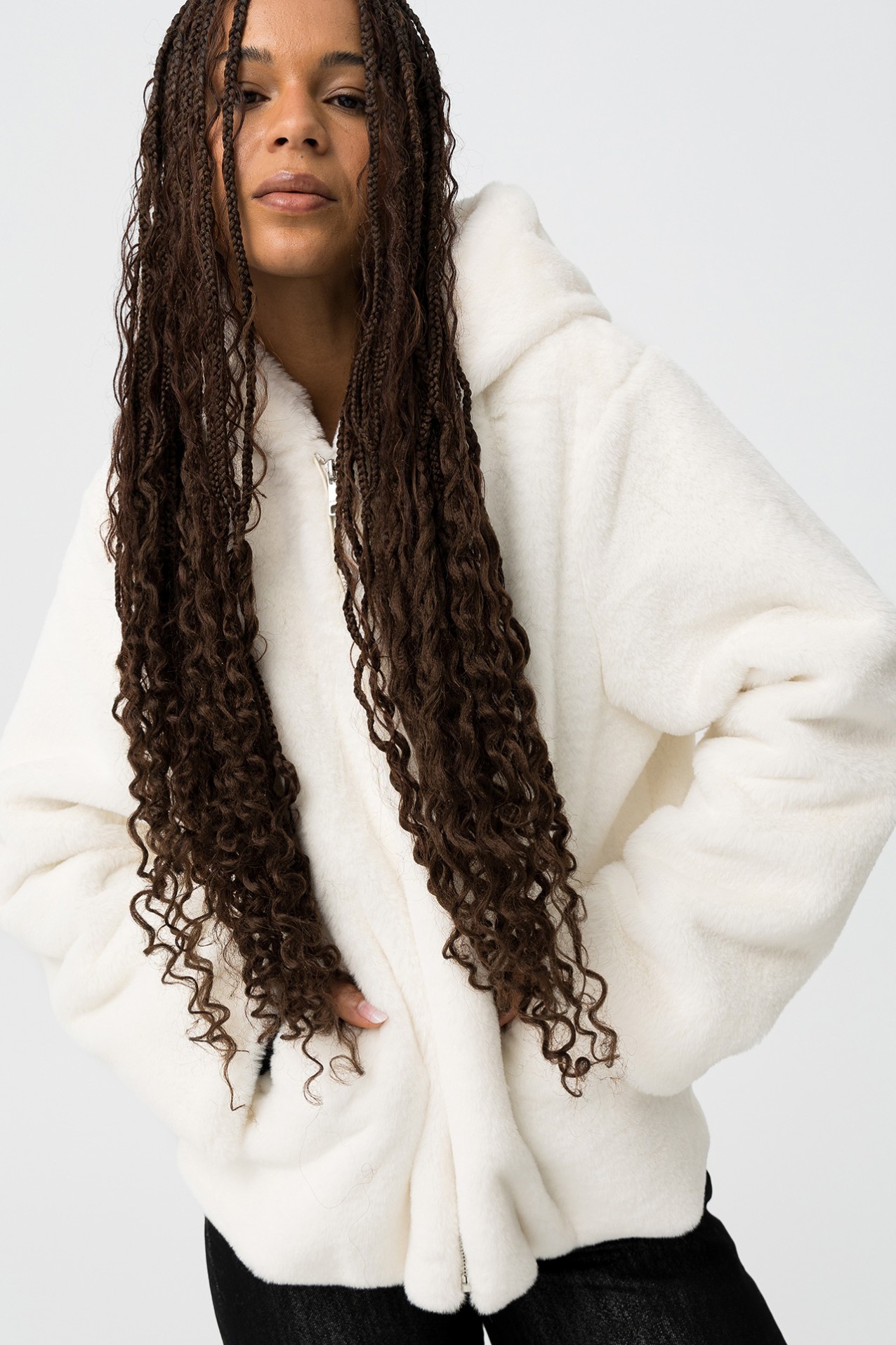 Relaxed Faux Fur Coat