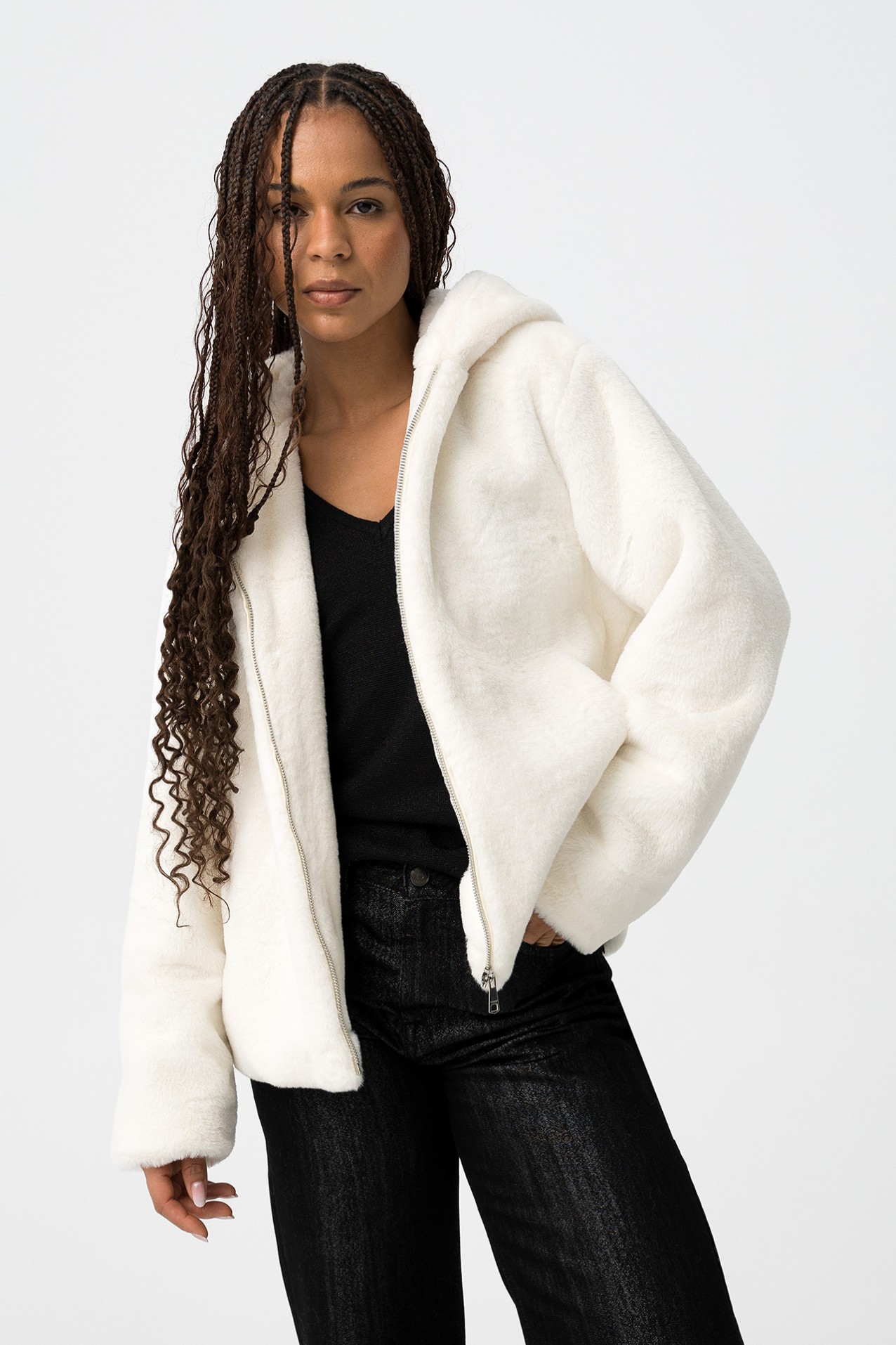 Relaxed Faux Fur Coat