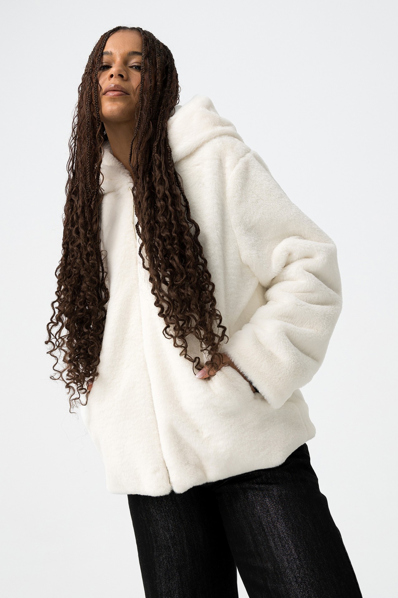 Relaxed Faux Fur Coat