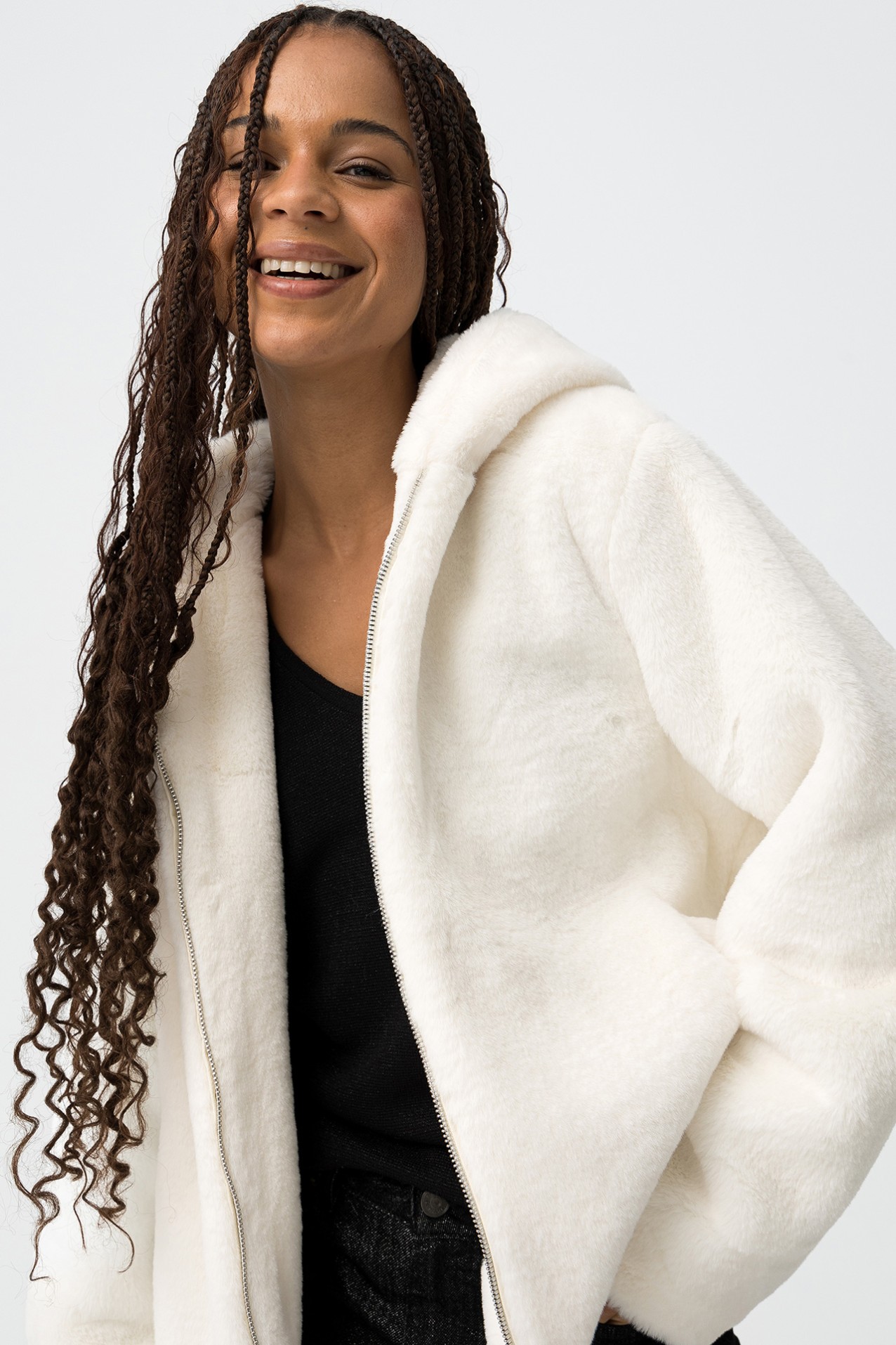Relaxed Faux Fur Coat