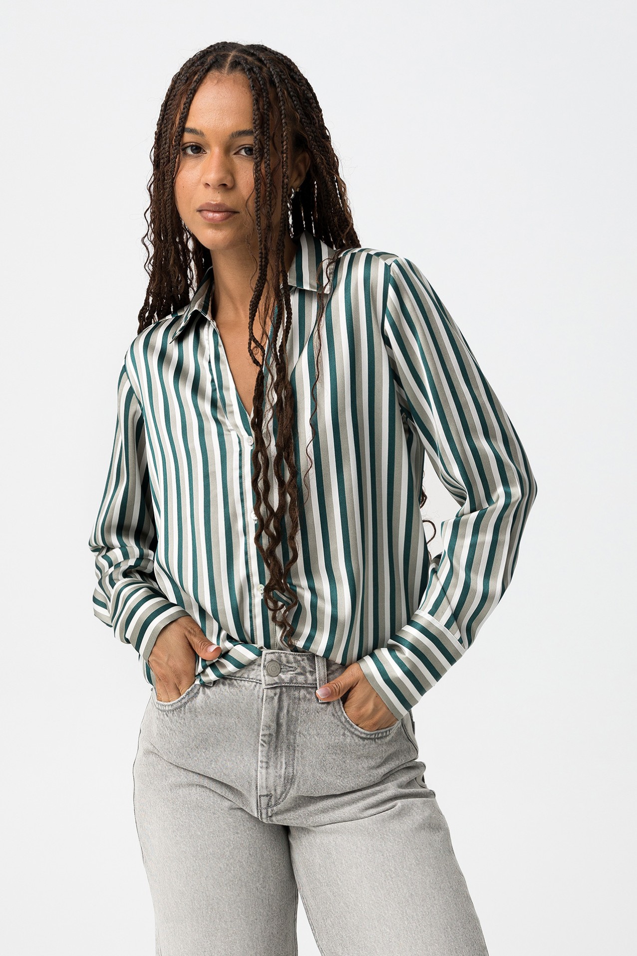 Satin Striped Shirt