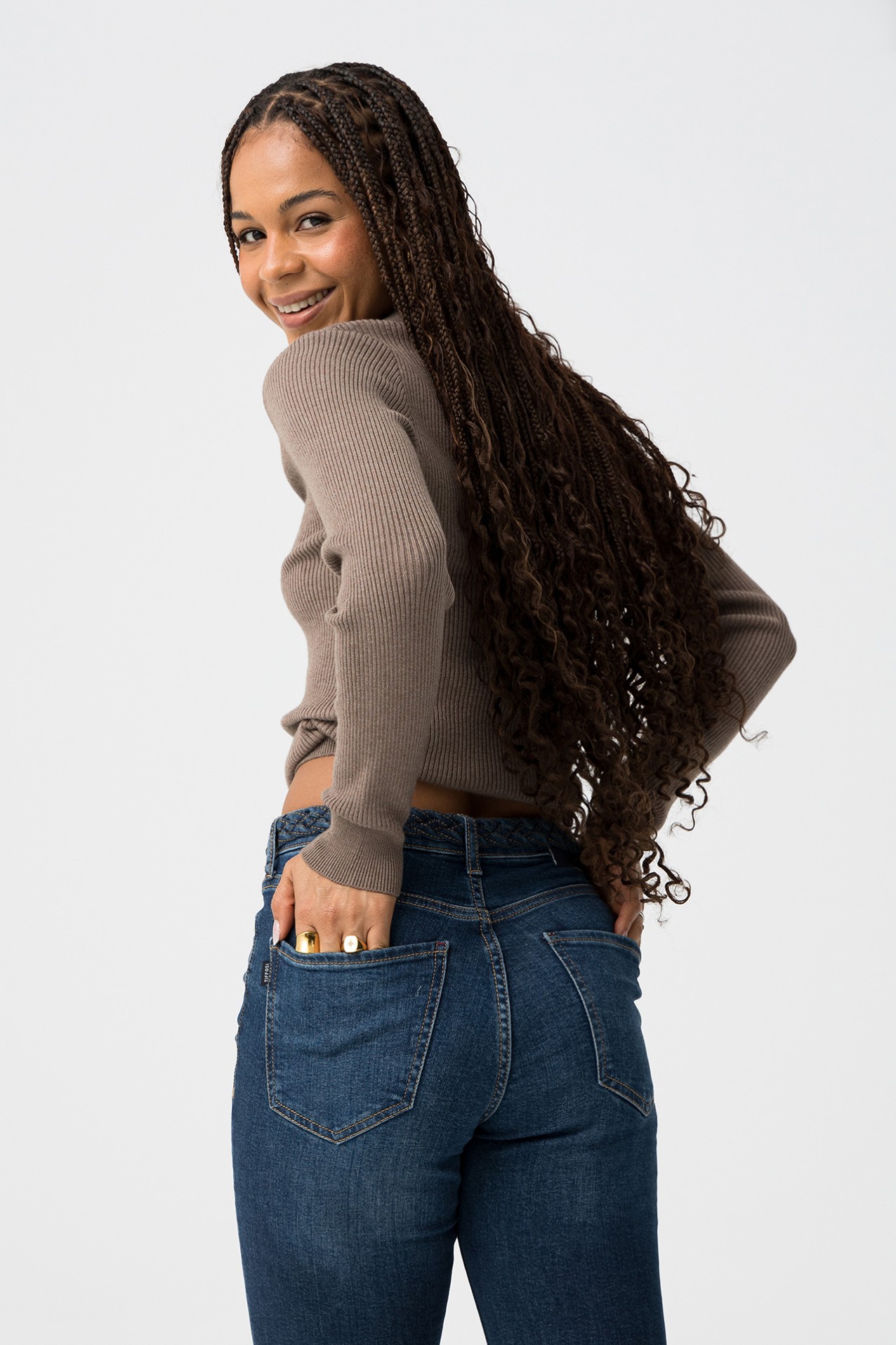 Dark Blue Cropped Jeans