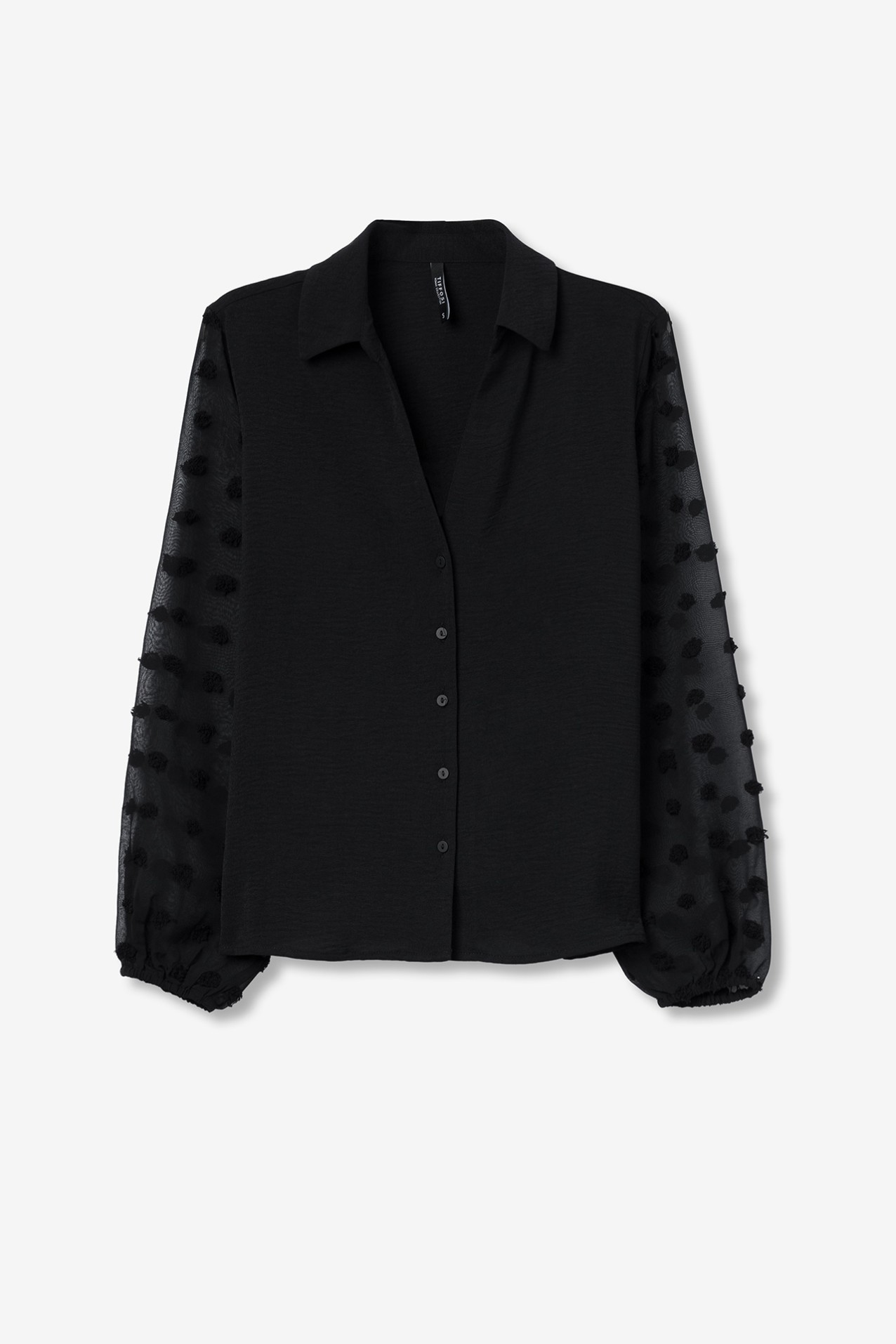 Camisa com Mangas Balo Bordadas