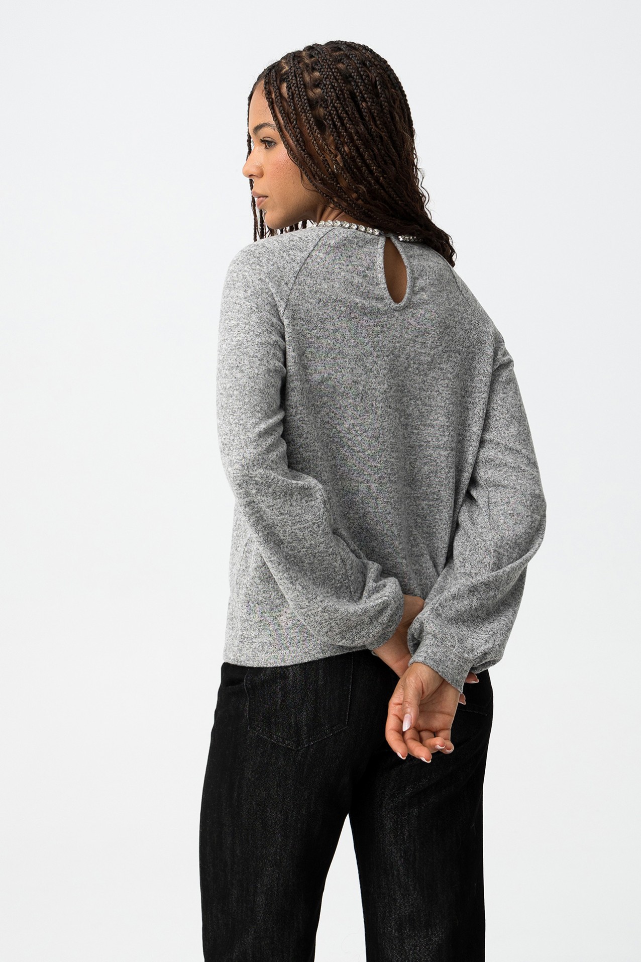 Grey Melange Long Sleeve Tee