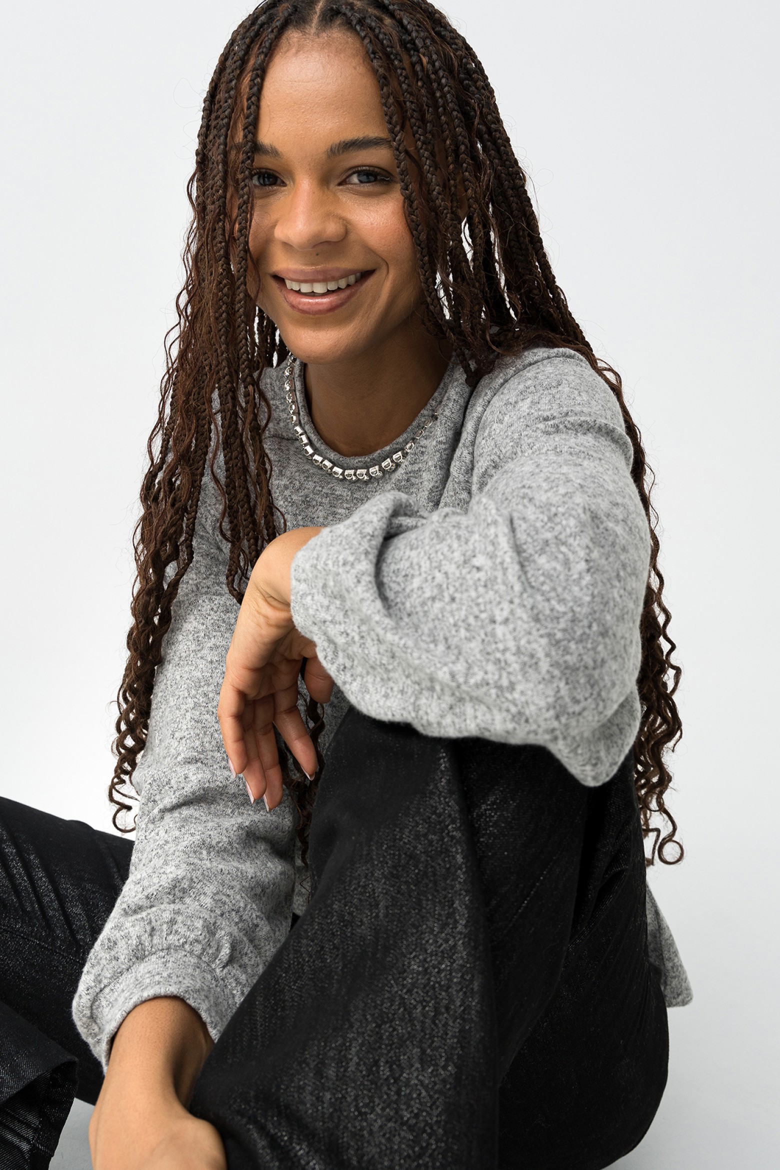 Grey Melange Long Sleeve Tee