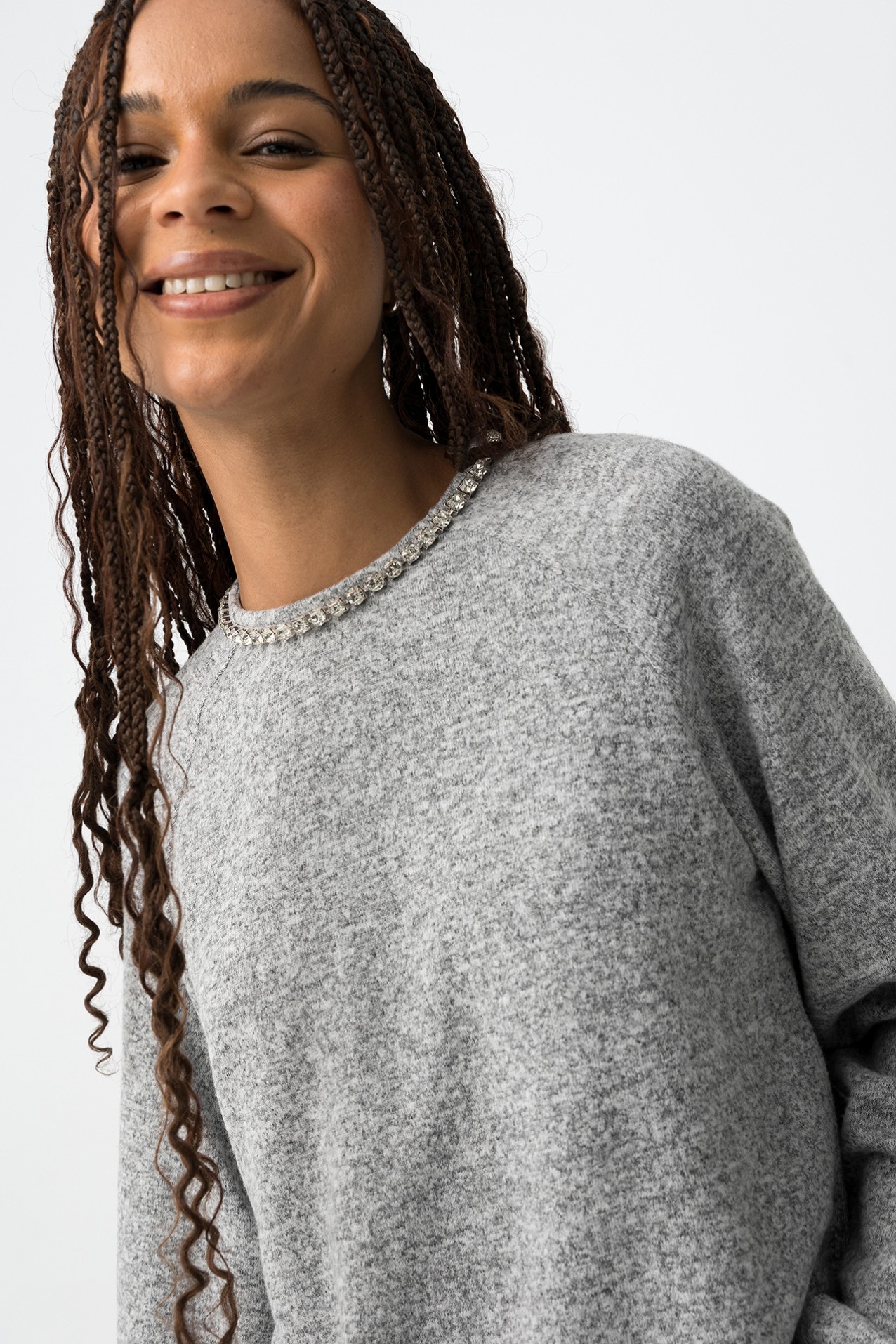 Grey Melange Long Sleeve Tee