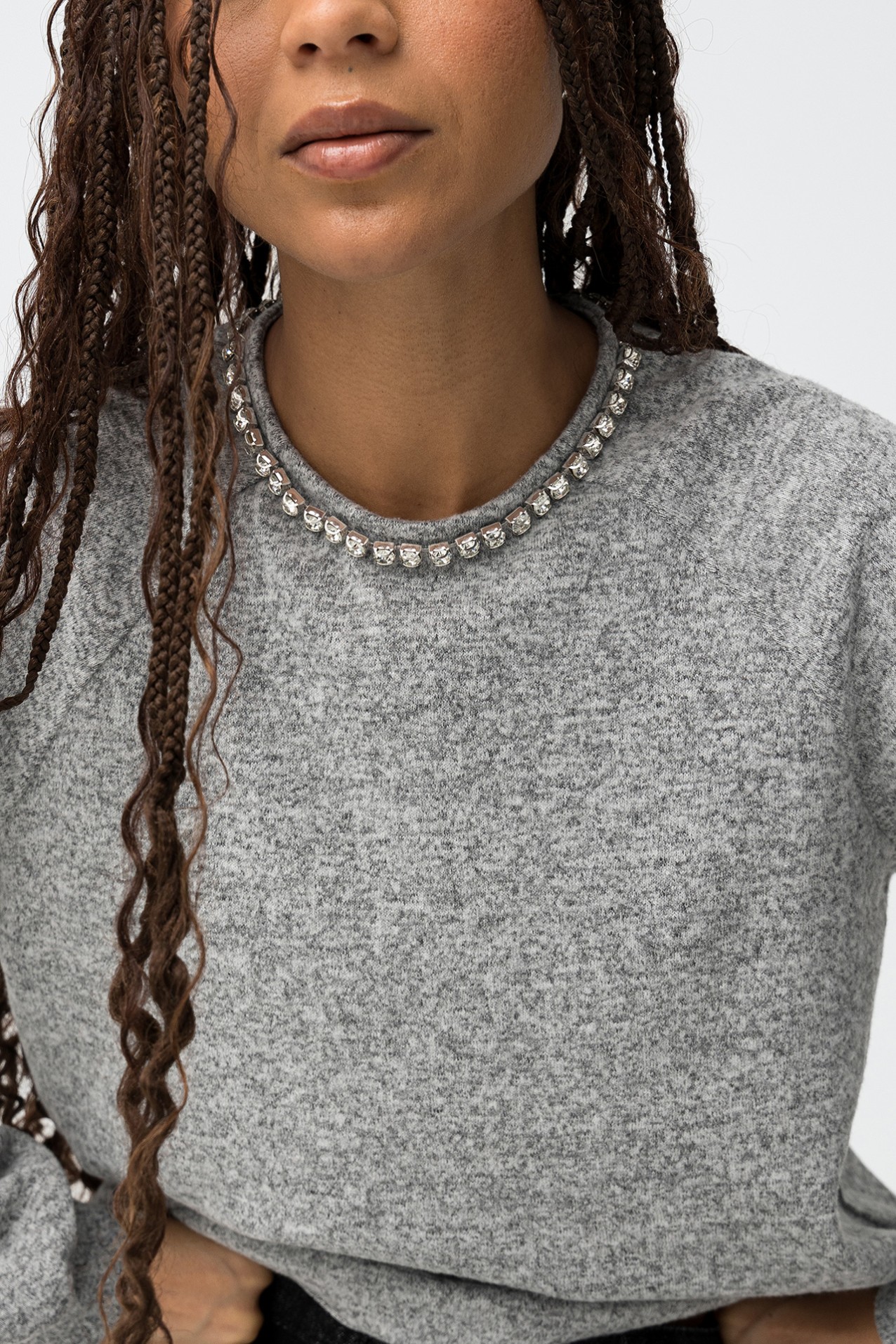 Grey Melange Long Sleeve Tee