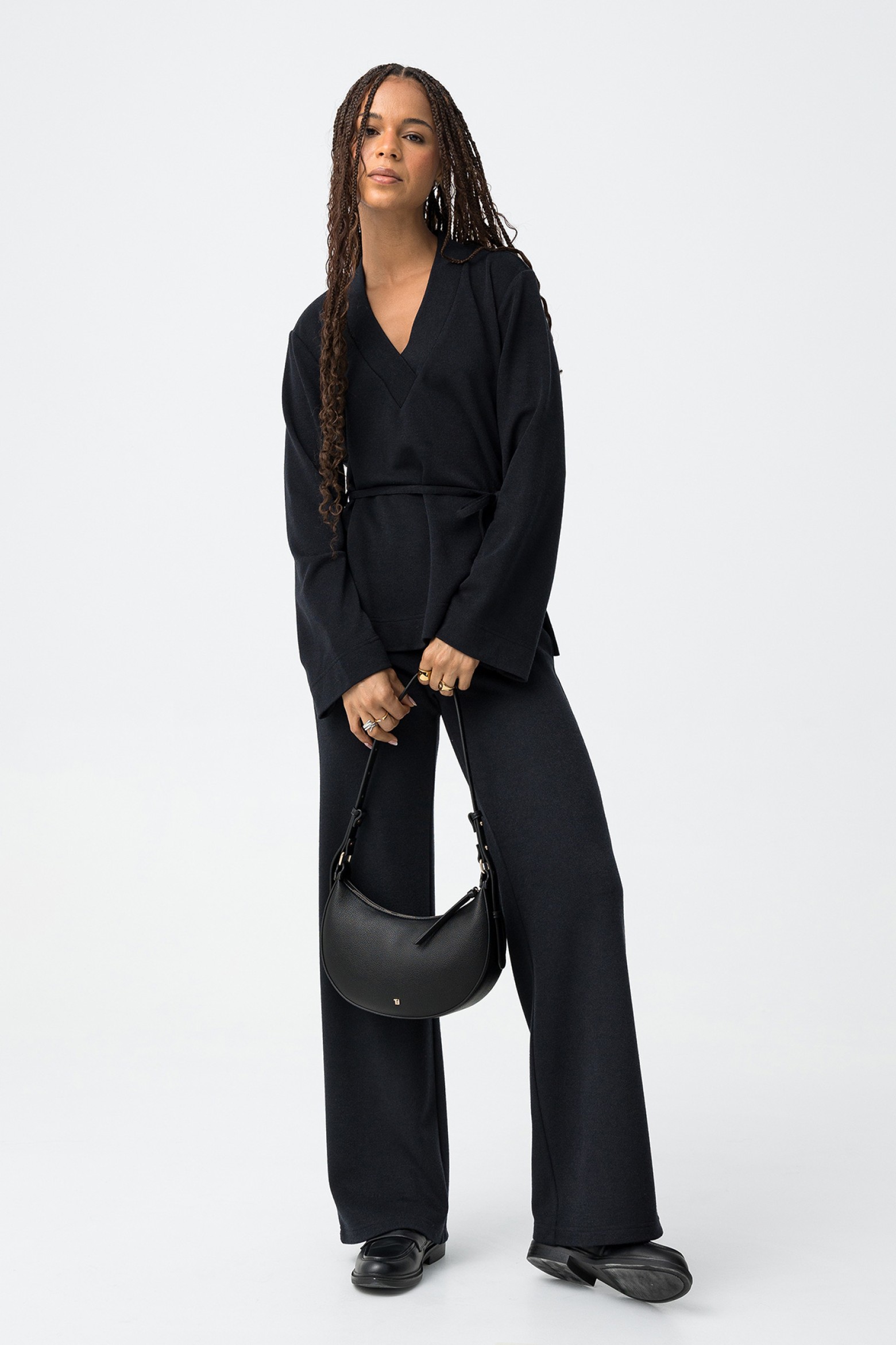 Black Straight-Leg Trousers