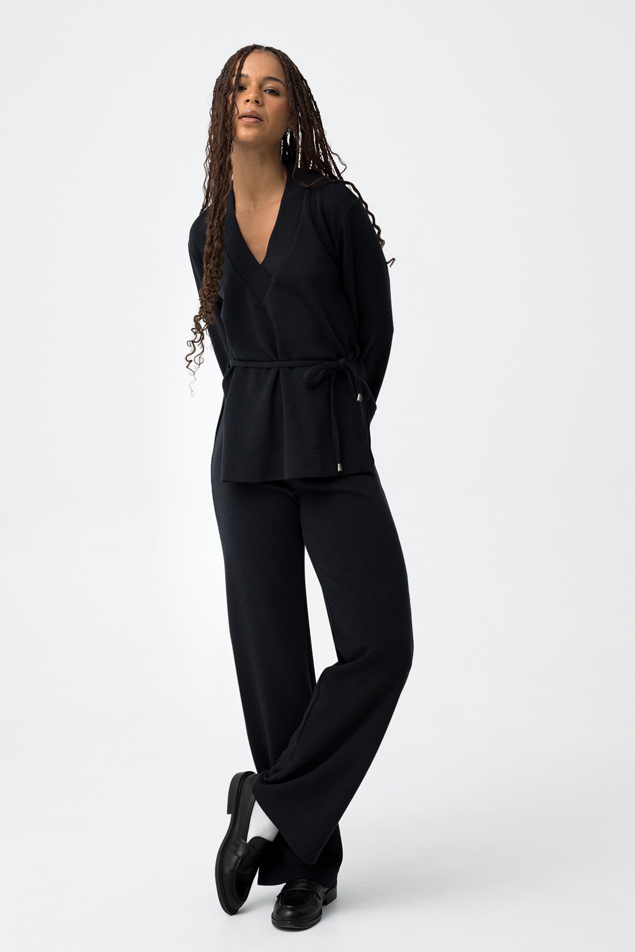Black Straight-Leg Trousers
