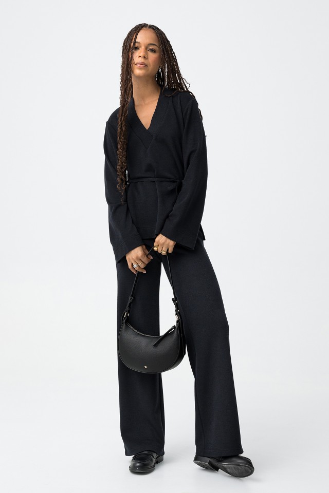Black Straight-Leg Trousers