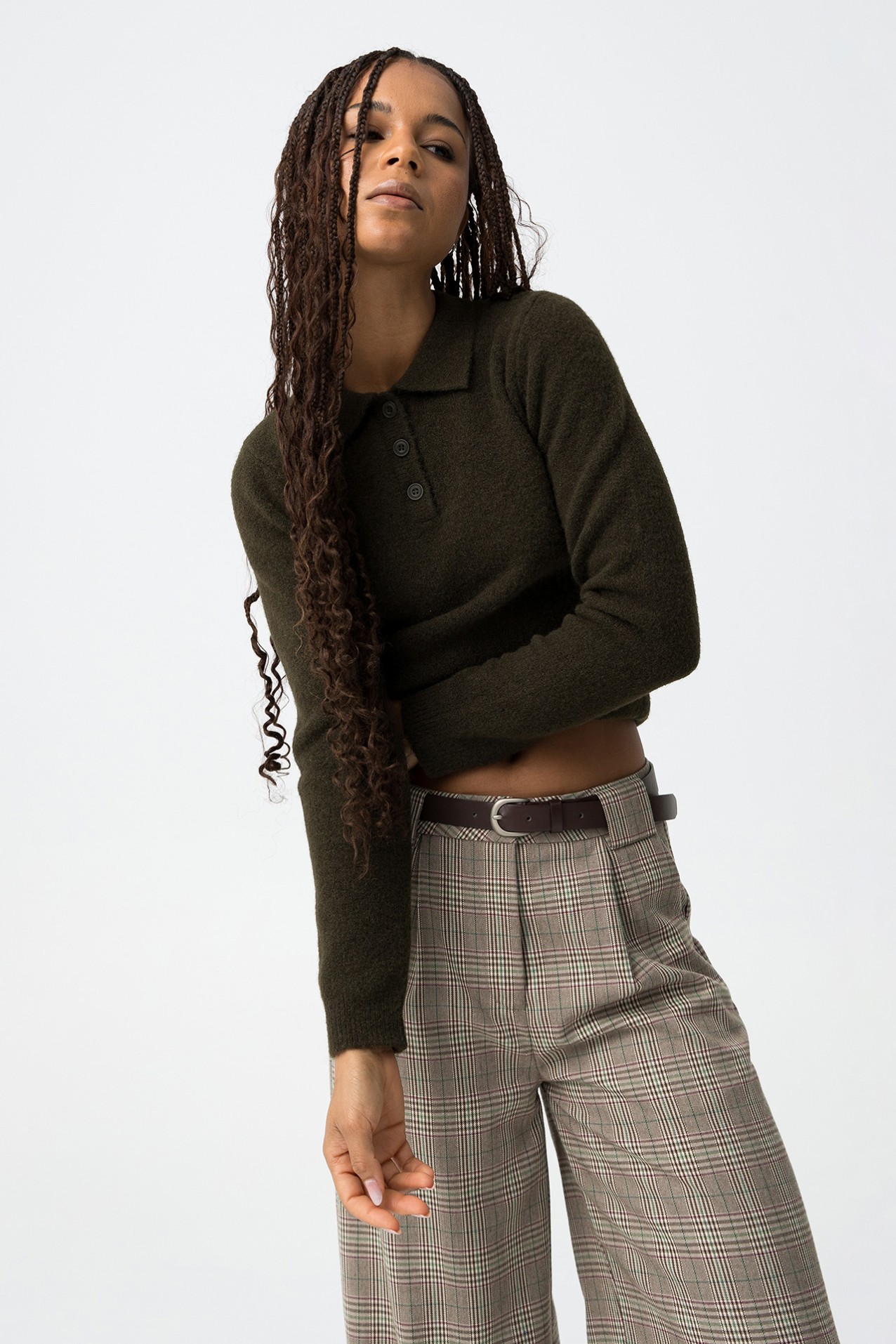 Slim Green Knit Sweater