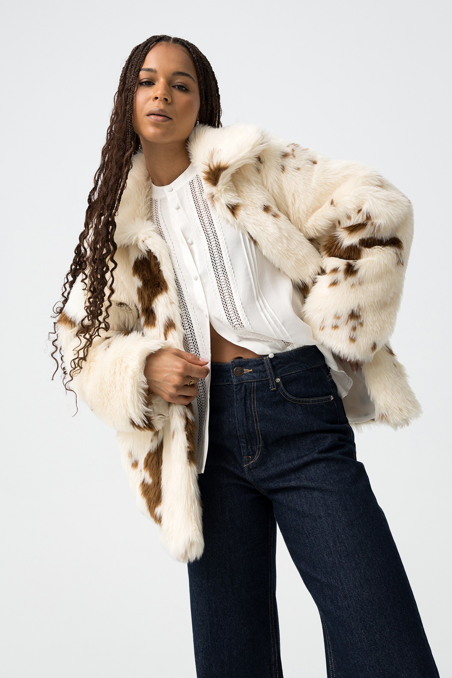 Cream Spotted Relaxed Coat