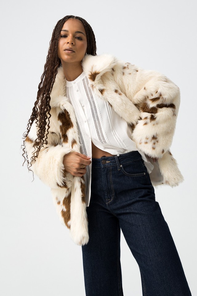 Cream Spotted Relaxed Coat