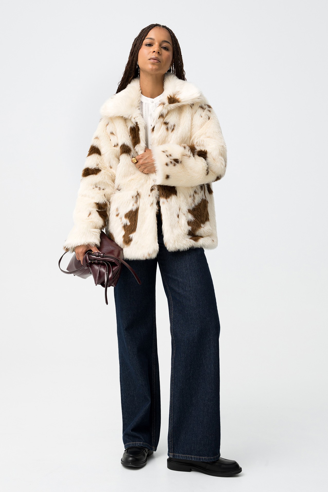 Cream Spotted Relaxed Coat