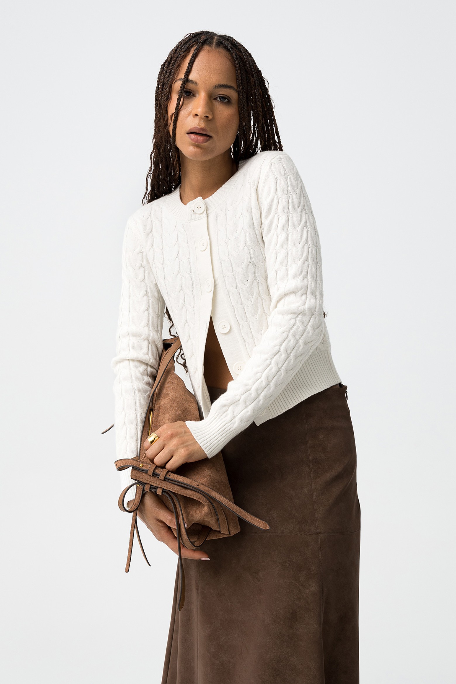 Slim Cable Knit Cardigan