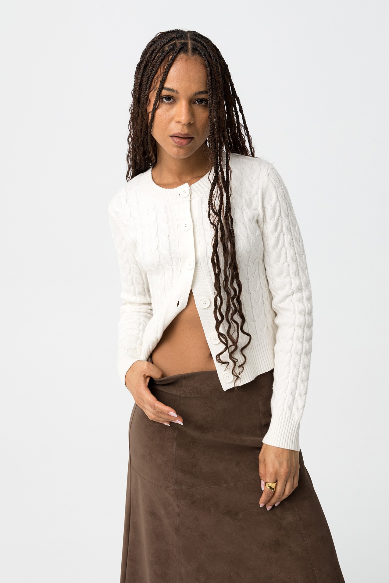 Slim Cable Knit Cardigan