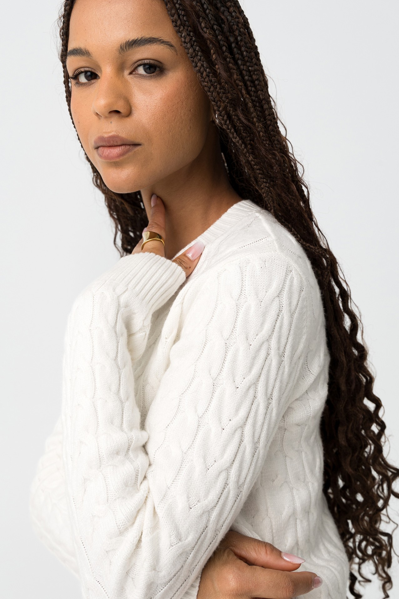 Slim Cable Knit Cardigan