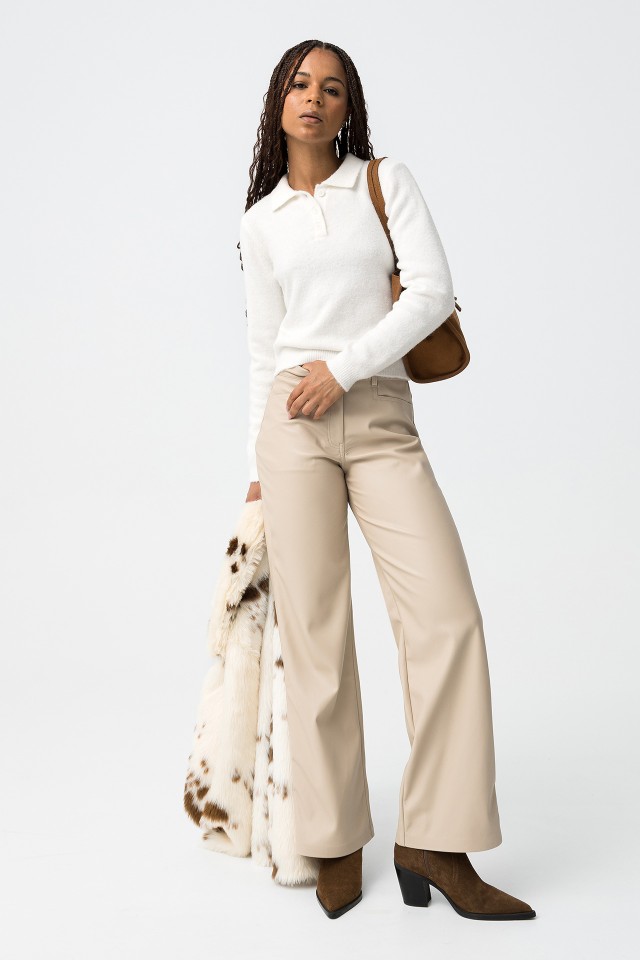 Faux Leather Straight Fit Pants