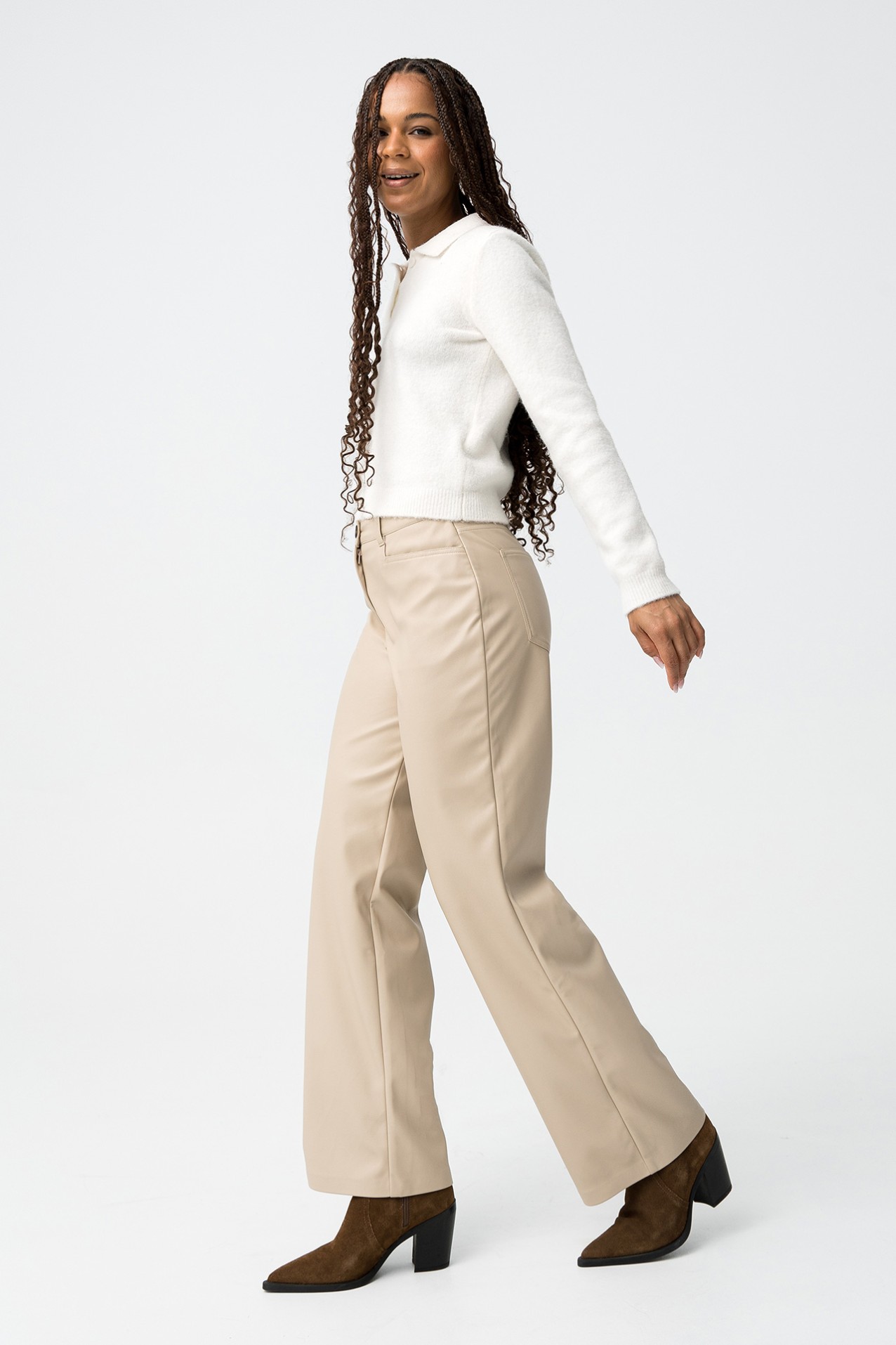 Faux Leather Straight Fit Pants