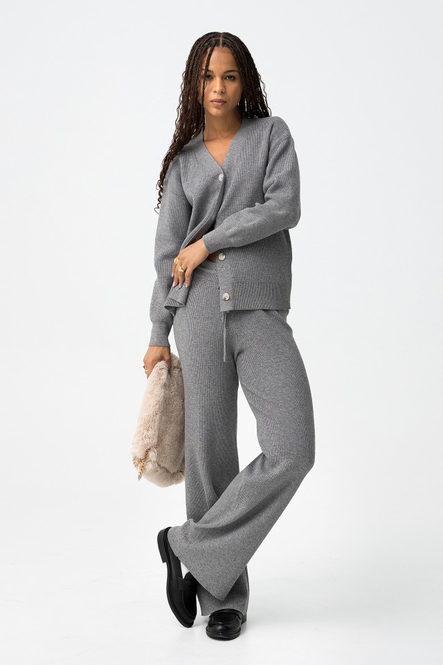 Straight Ribbed Knit Pants