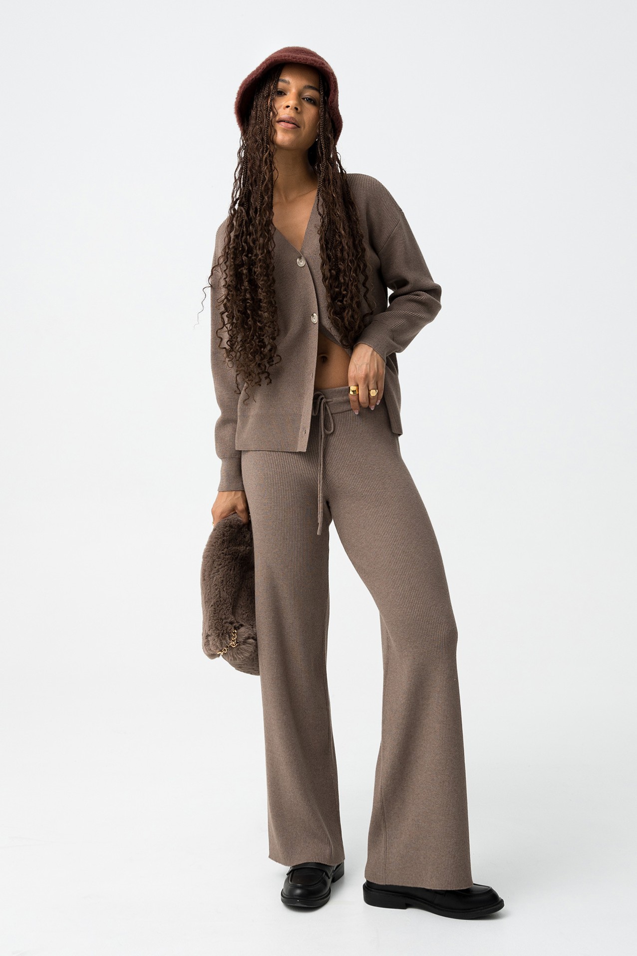 Straight Ribbed Knit Pants