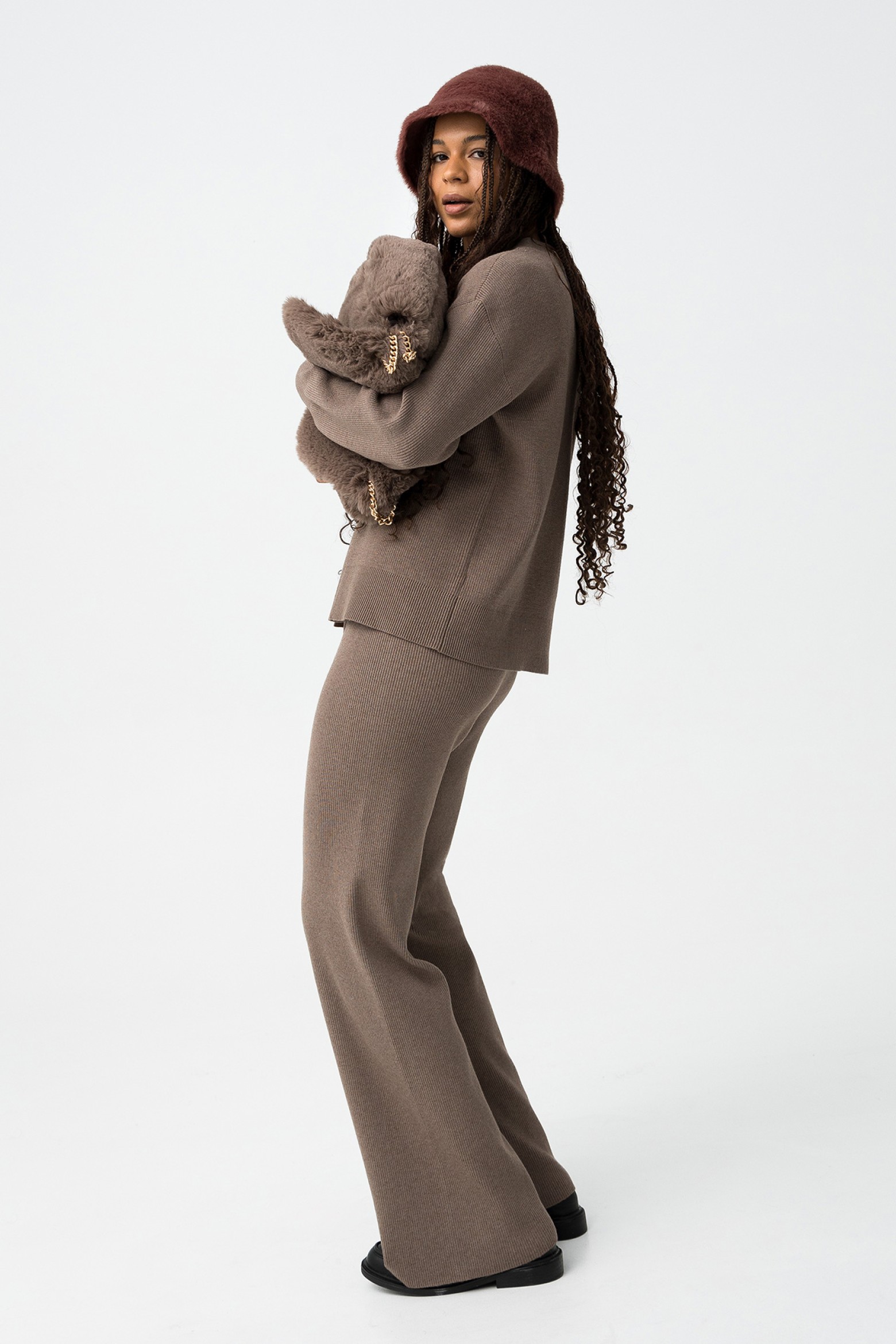 Straight Ribbed Knit Pants