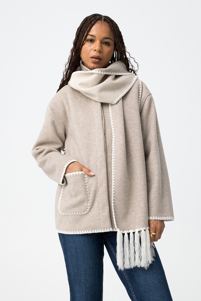 Coat with Detachable Scarf