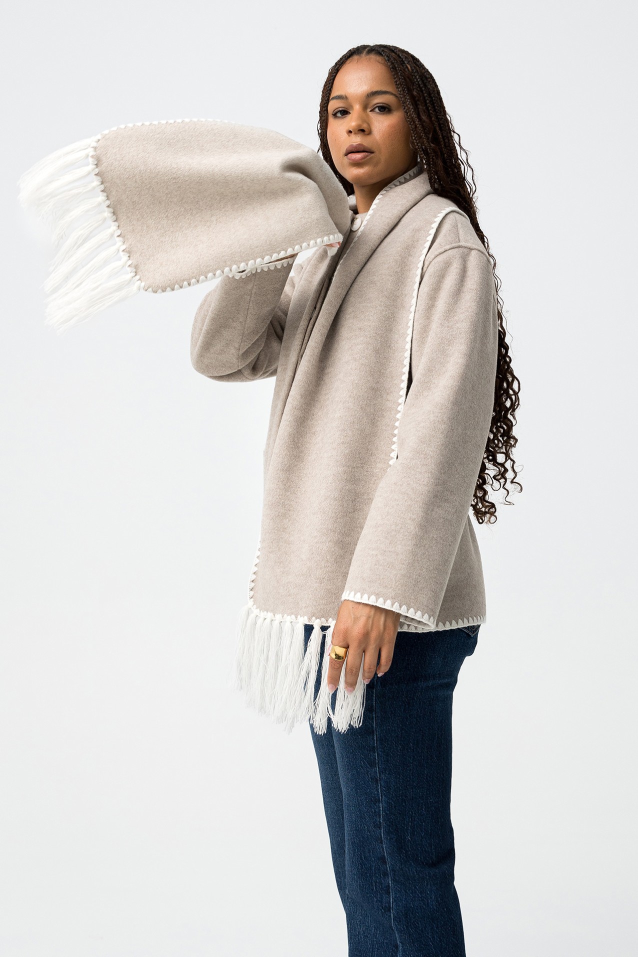 Coat with Detachable Scarf