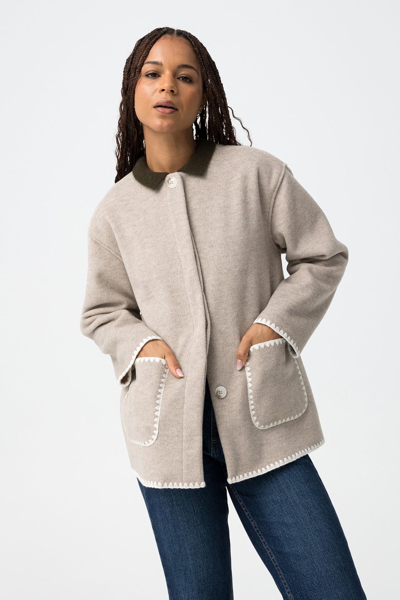 Coat with Detachable Scarf