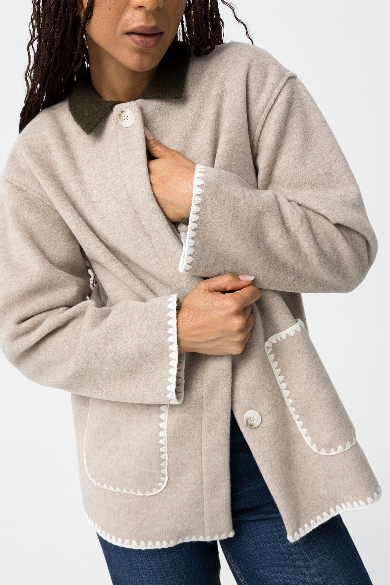 Coat with Detachable Scarf