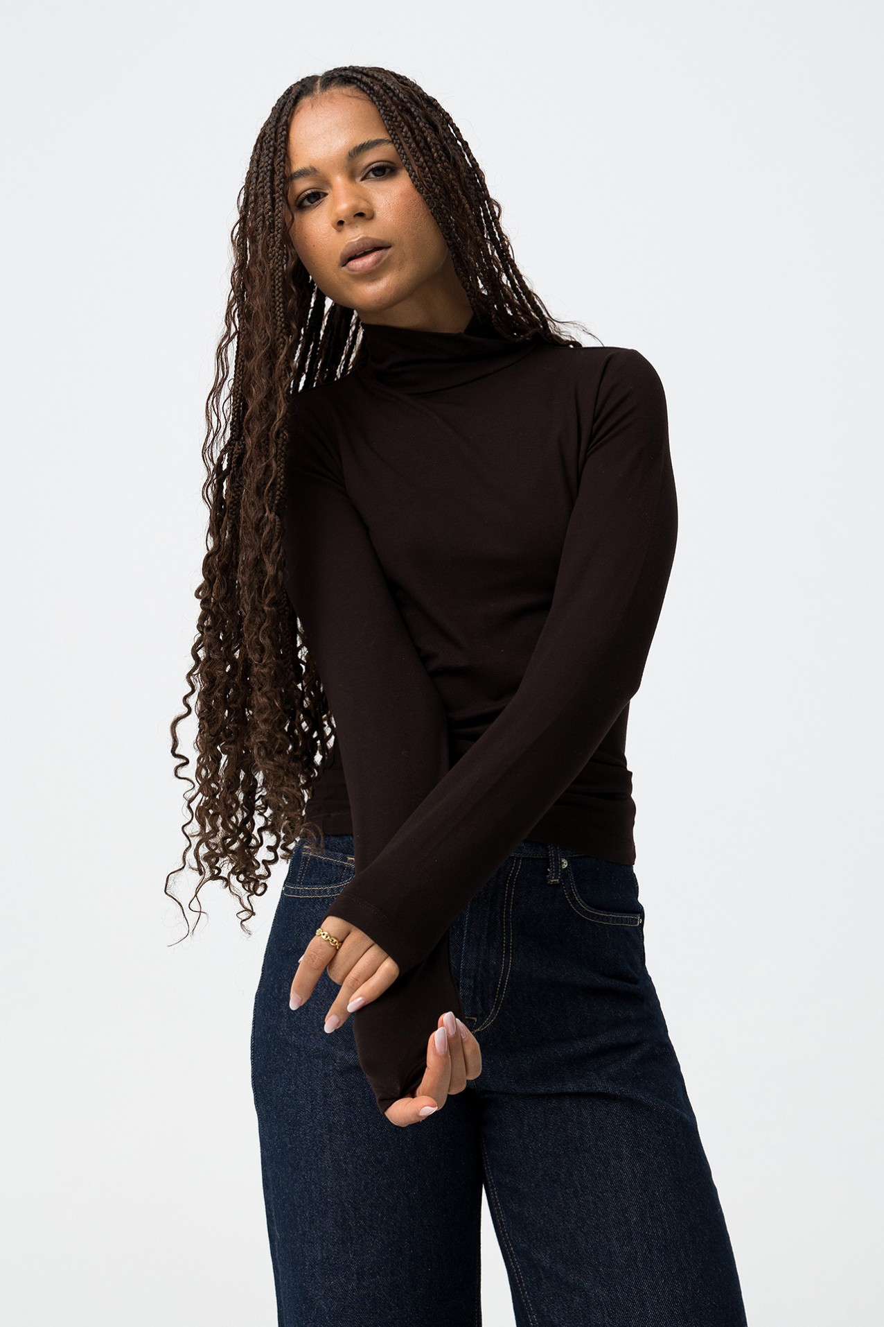 Camiseta marrn ajustada