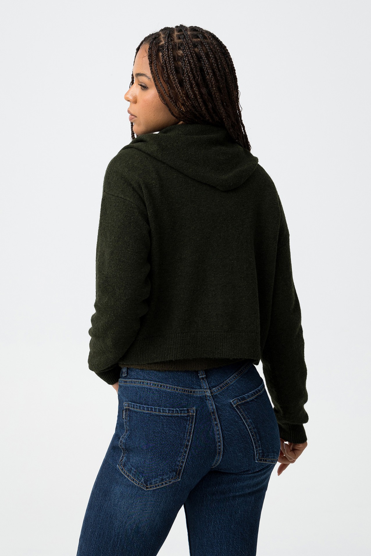 Dark Green Knit Cardigan