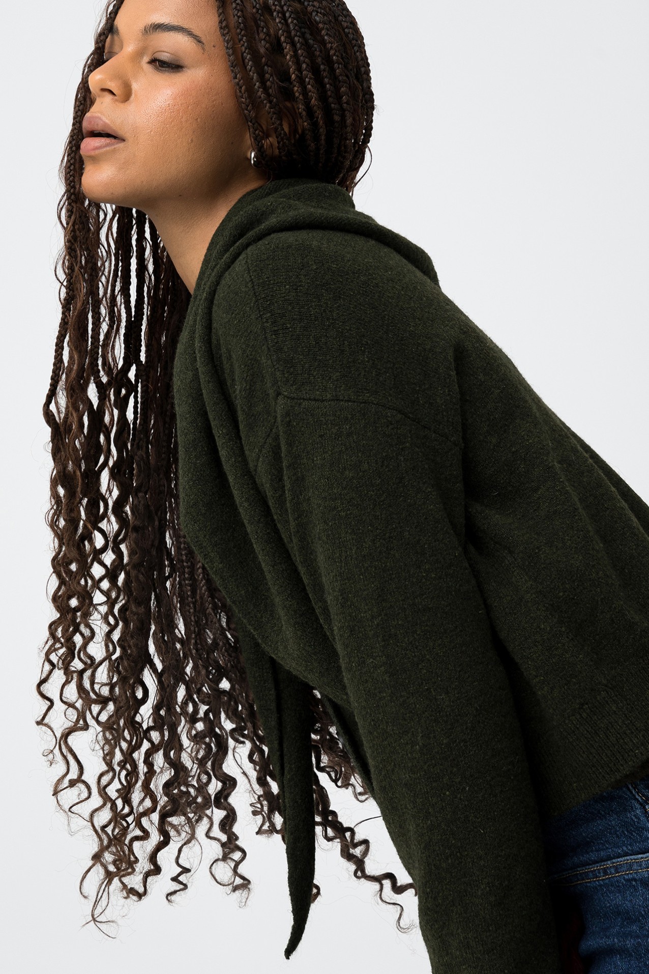 Dark Green Knit Cardigan