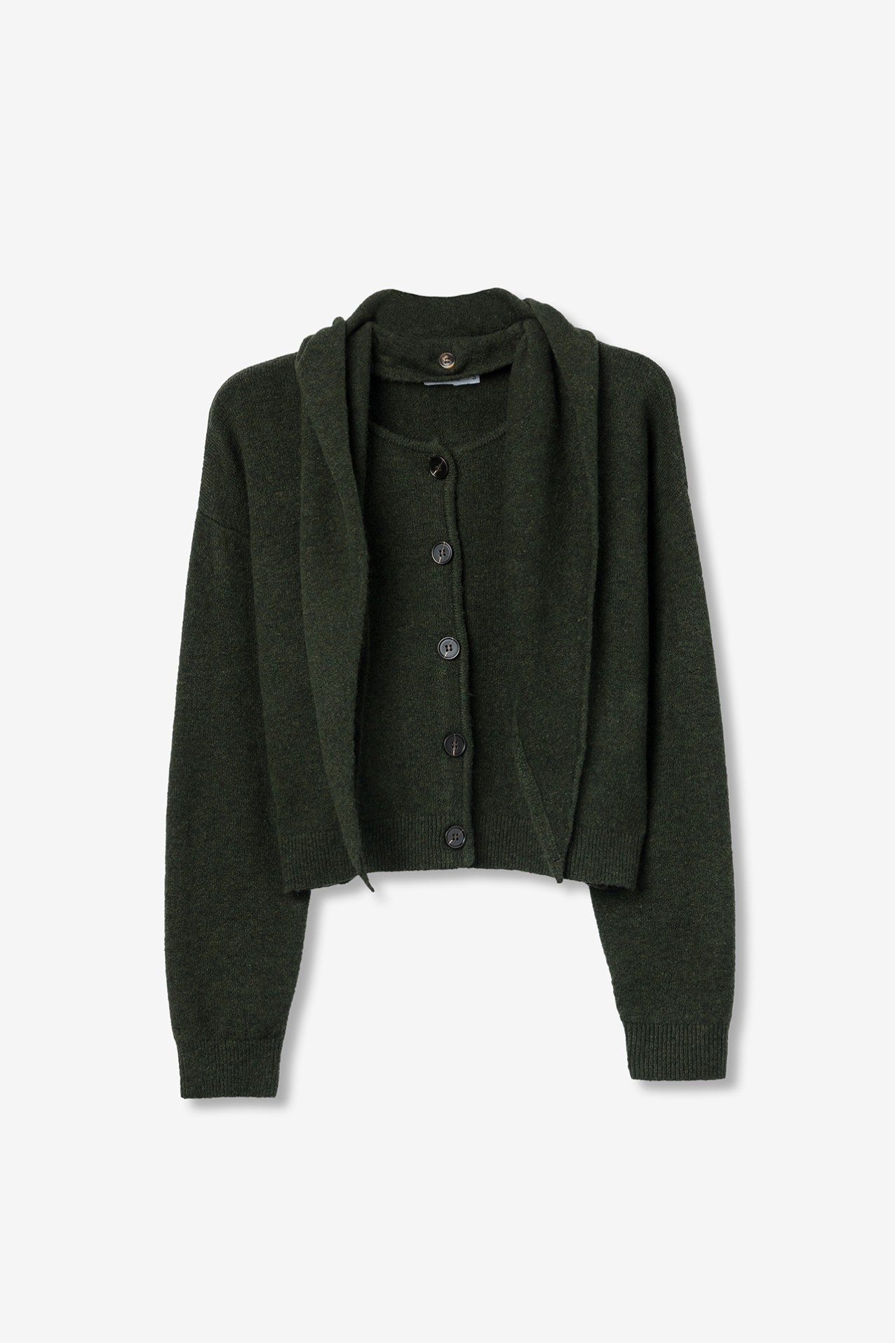 Dark Green Knit Cardigan