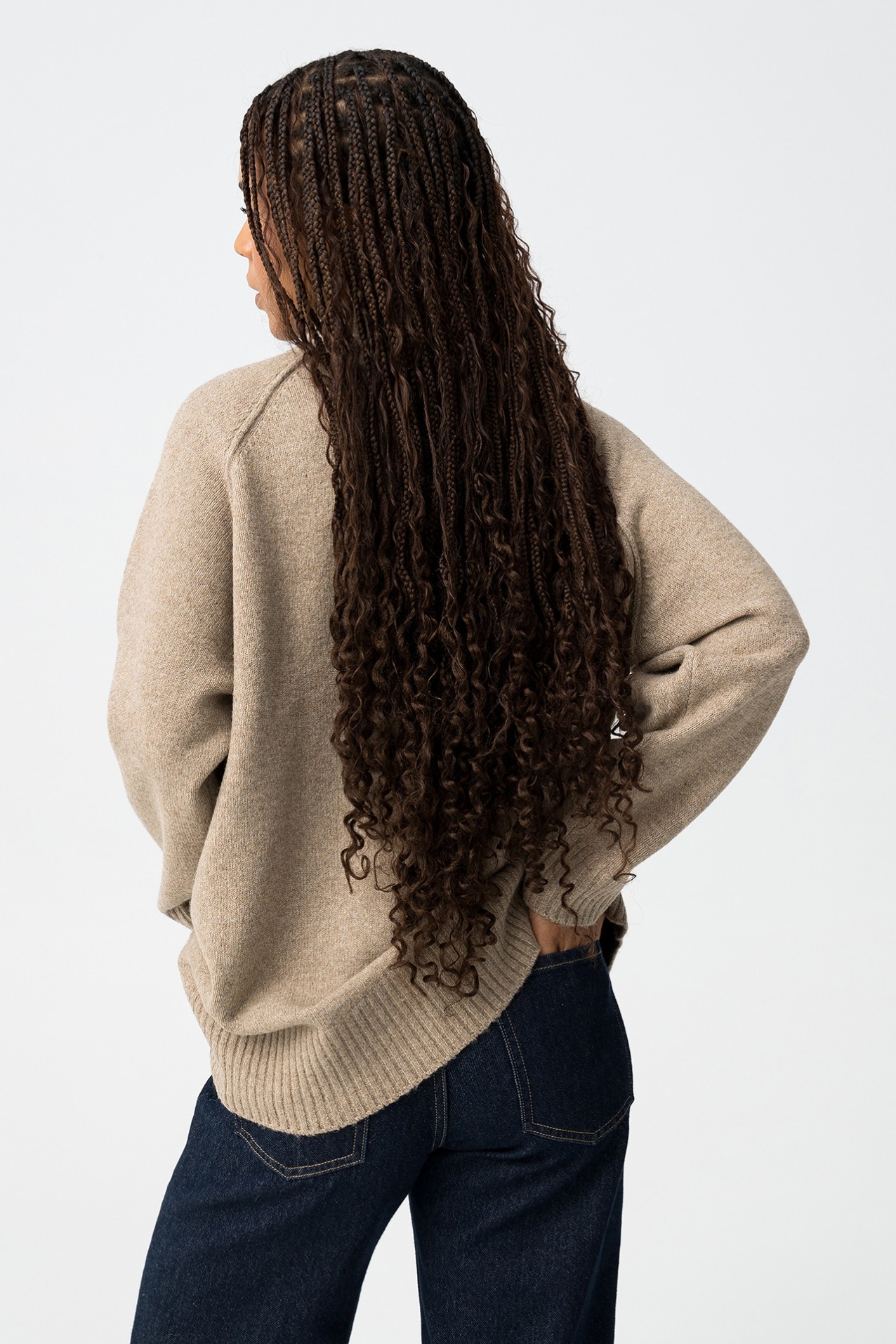 Camisola oversize tricot beige