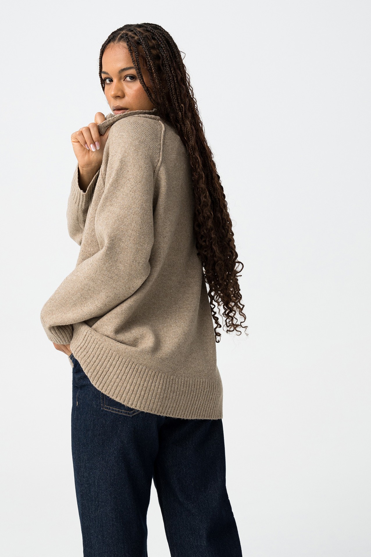 Camisola oversize tricot beige