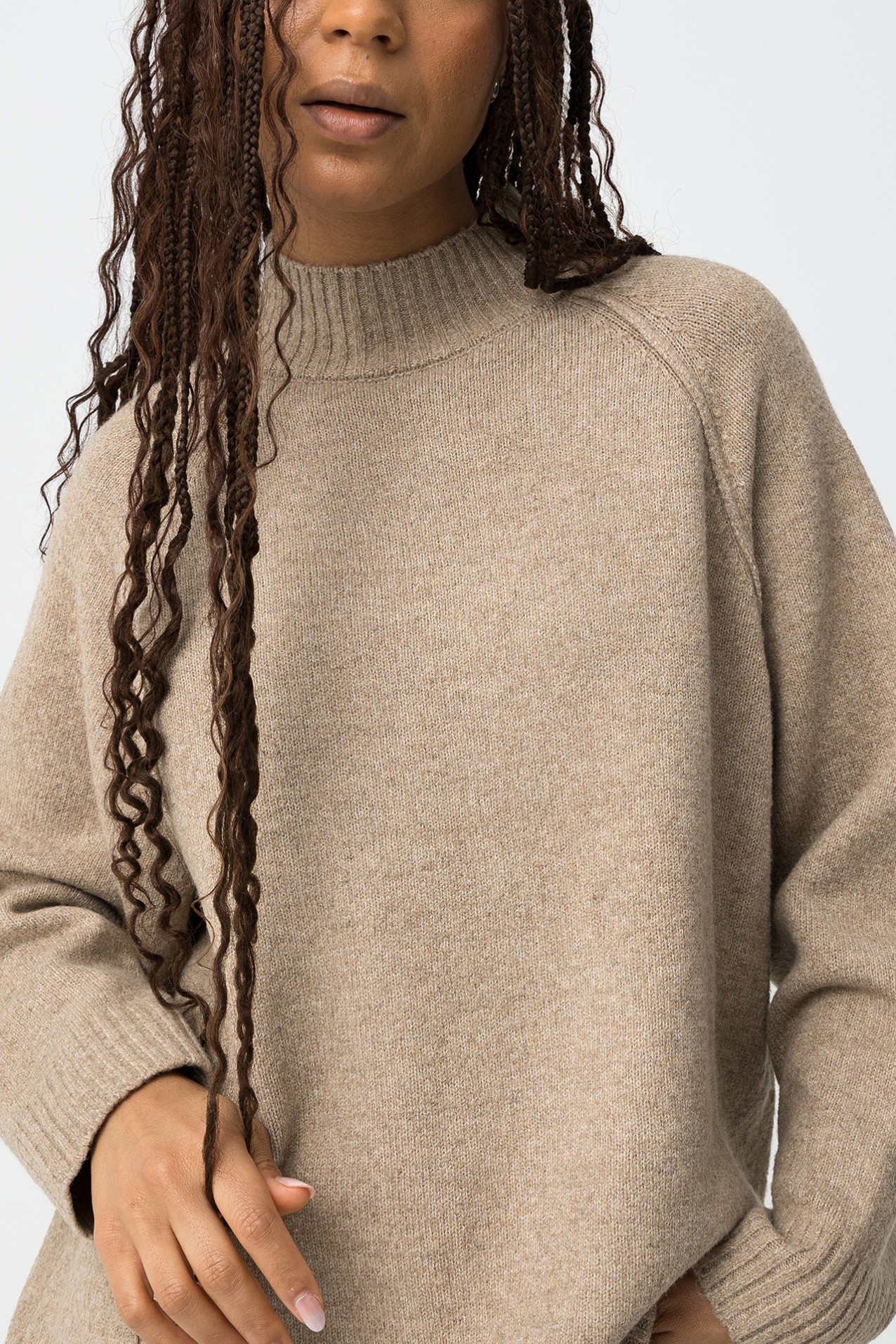 Camisola oversize tricot beige