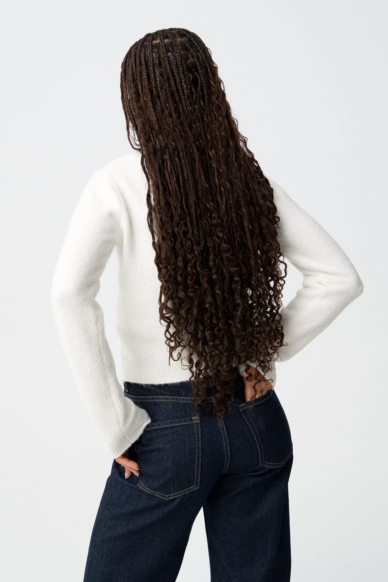 White Slim Knit Sweater