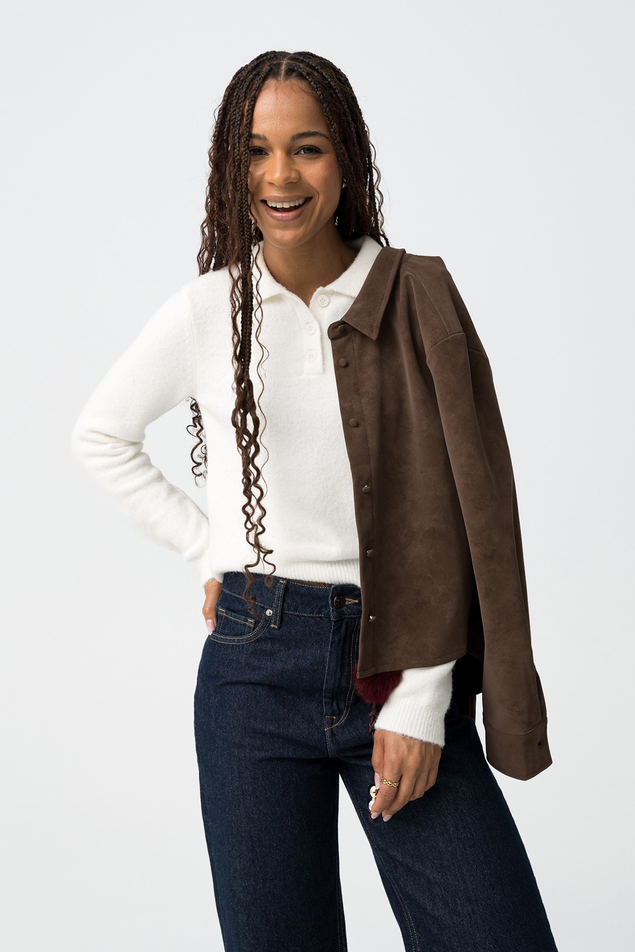 White Slim Knit Sweater